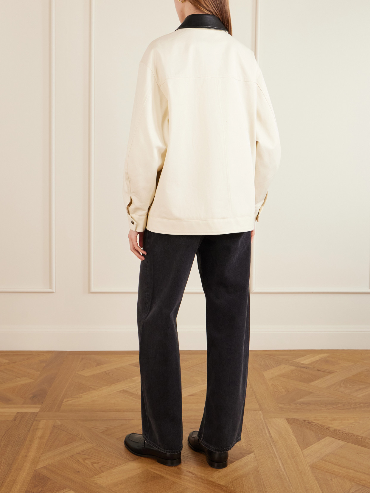 Anine Bing Womens Ecru Holden Contrasting-collar Cotton Jacket Xs In White