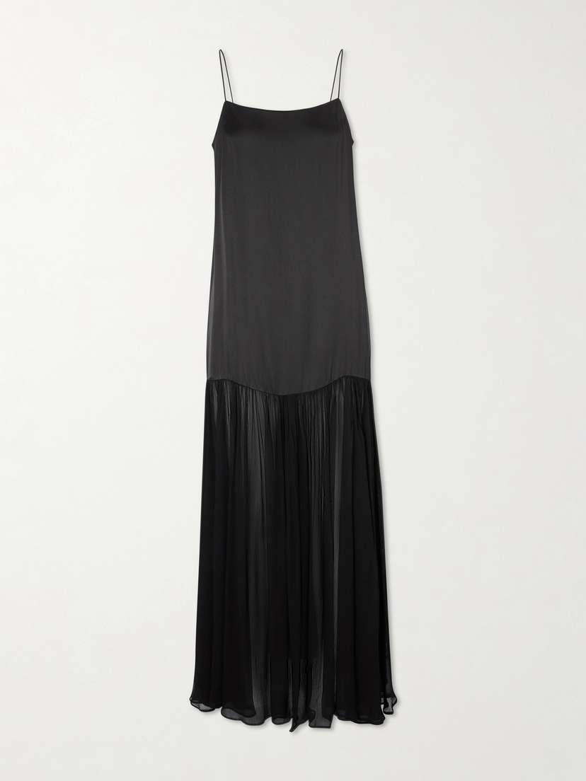 Anine Bing Clementine Pleated Silk-blend And Chiffon Maxi Dress