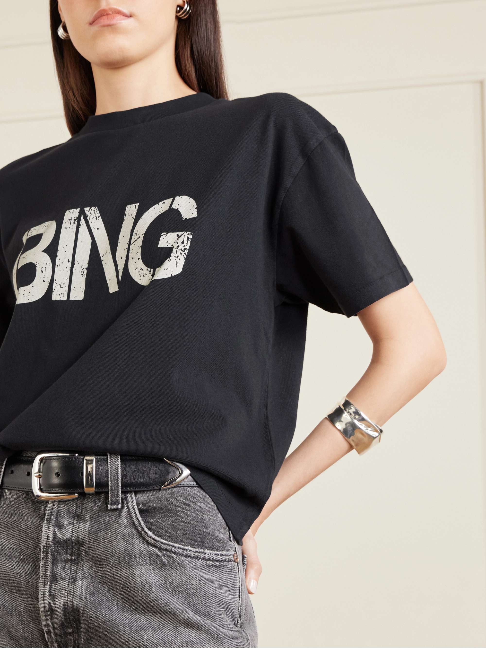 ANINE BING Walker printed cotton-jersey T-shirt | NET-A-PORTER