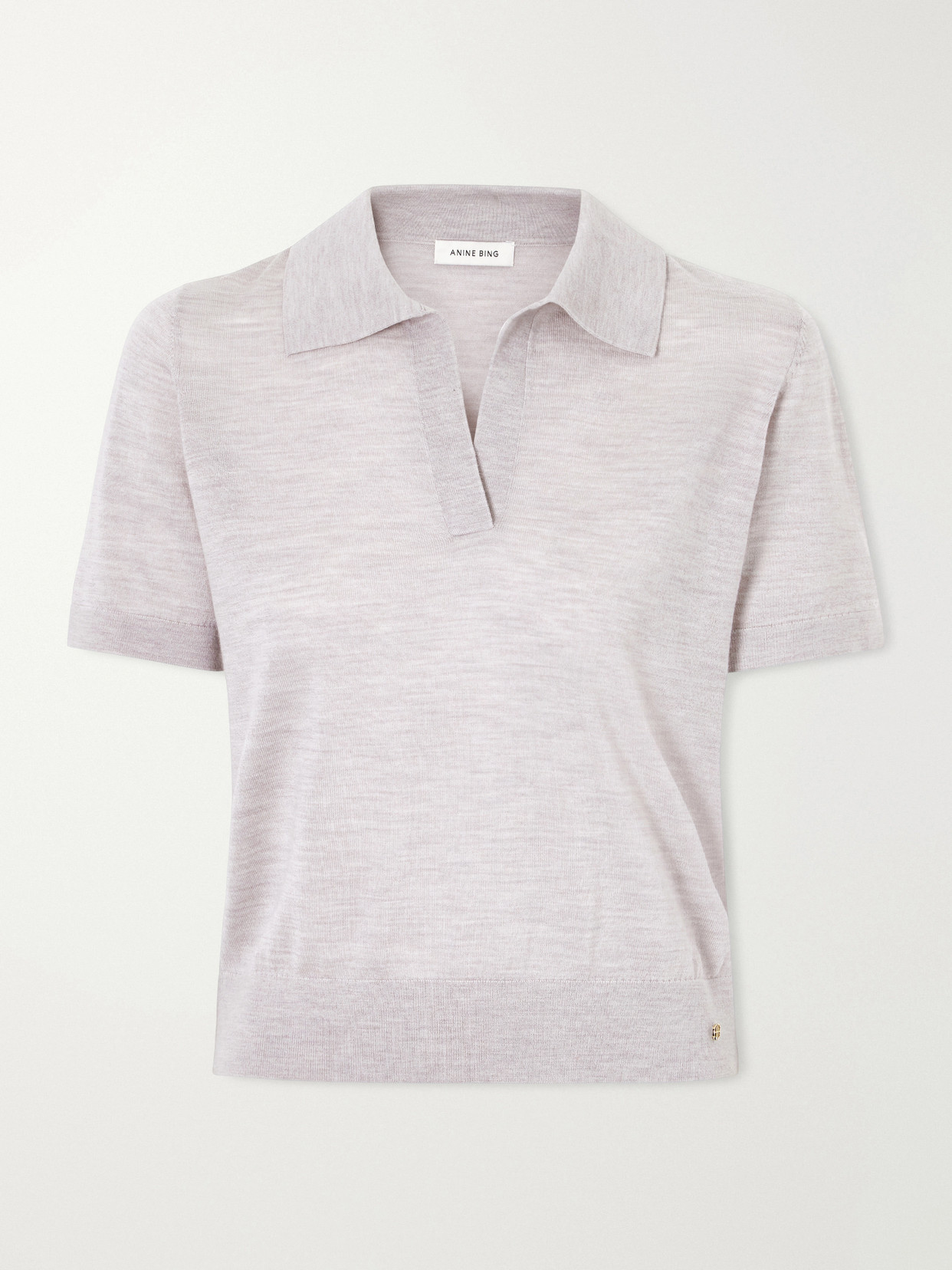 Anine Bing Moni Wool And Cashmere-blend Polo Sweater In Gray