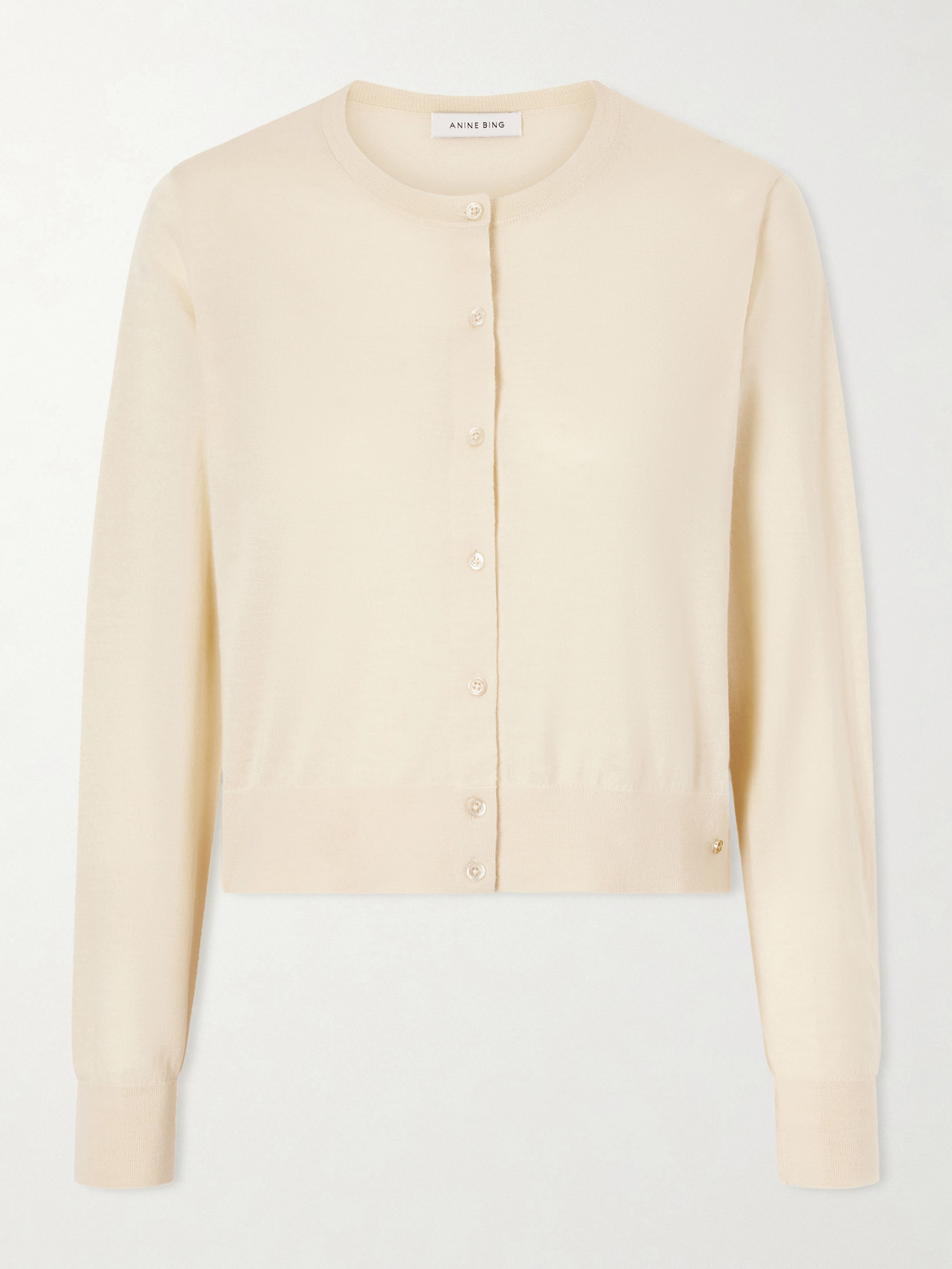 Anine Bing Moni Wool And Cashmere-blend Cardigan In Neutral