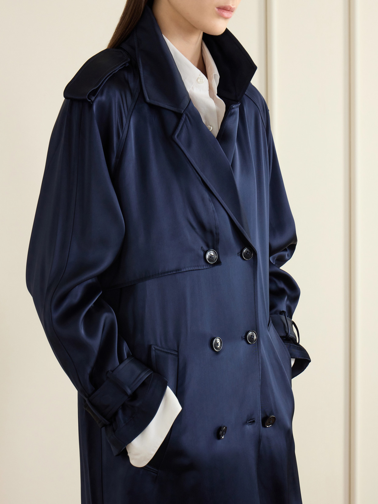 Rickie Double-Breasted Belted Trench Coat