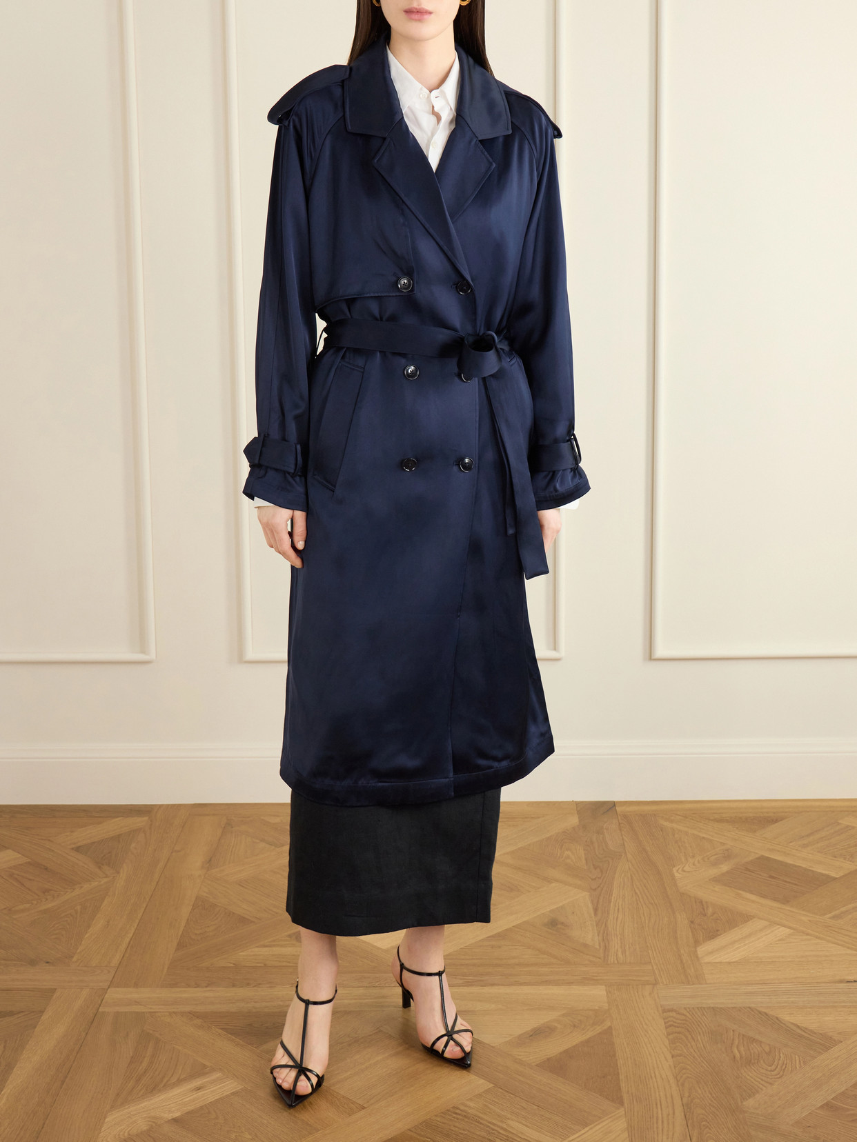 Rickie Double-Breasted Belted Trench Coat