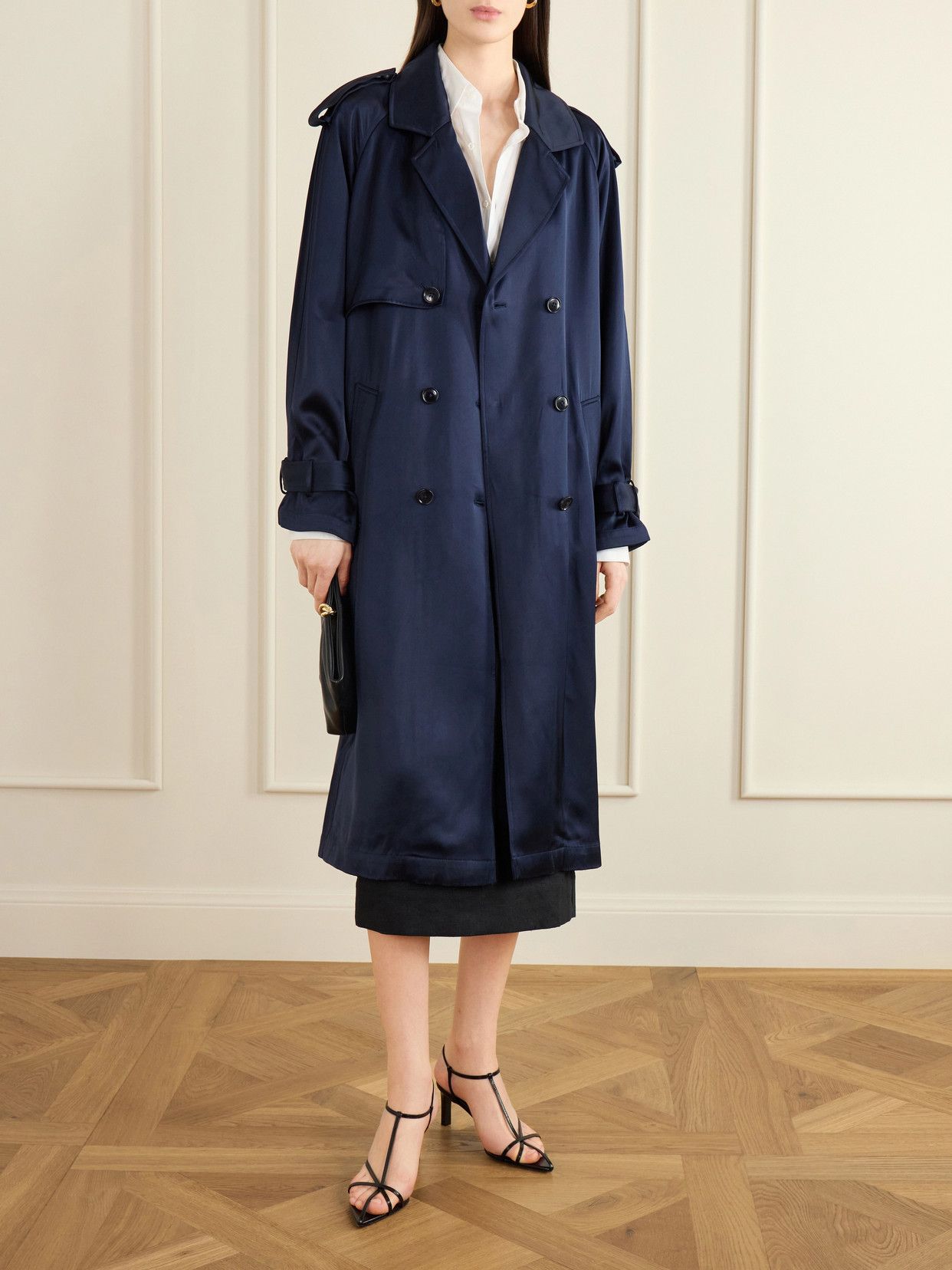 Rickie Double-Breasted Belted Trench Coat