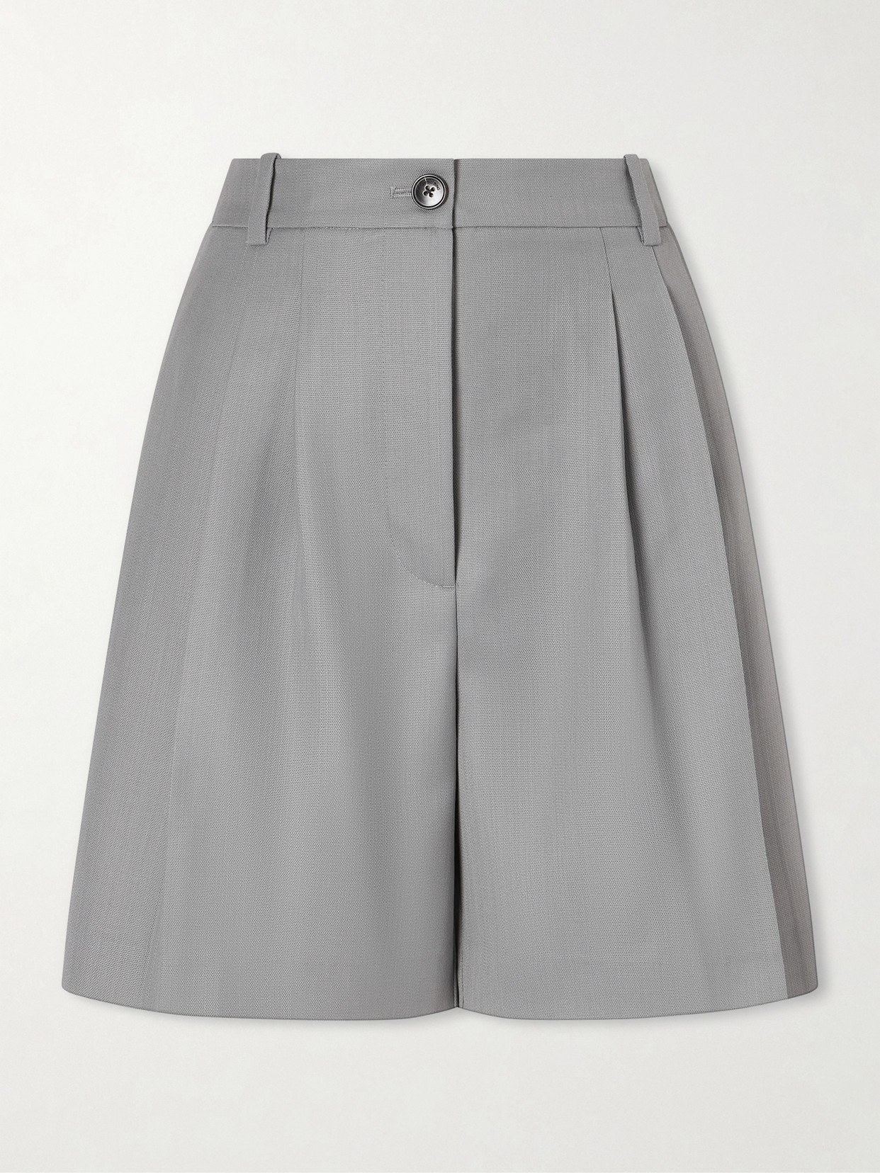 Anine Bing Brice Pleated Wool-blend Shorts In Gray
