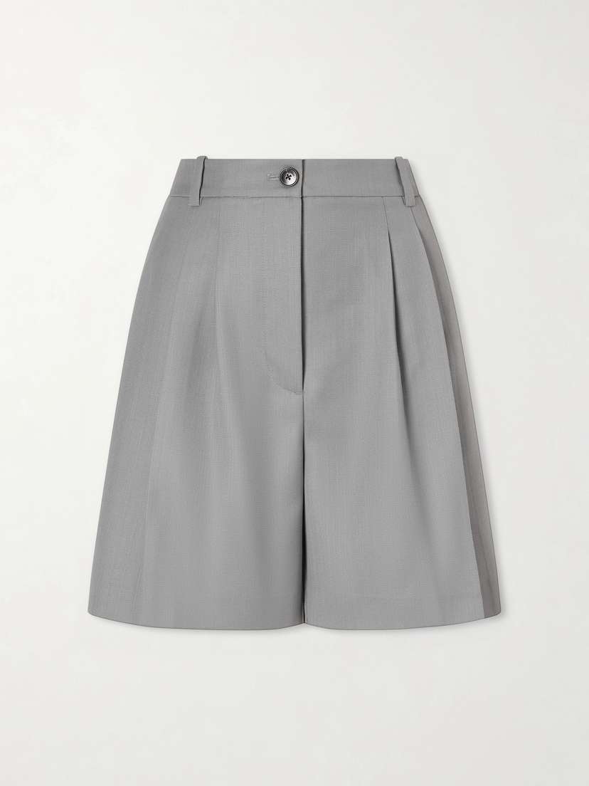 Anine Bing Brice Pleated Wool-blend Shorts