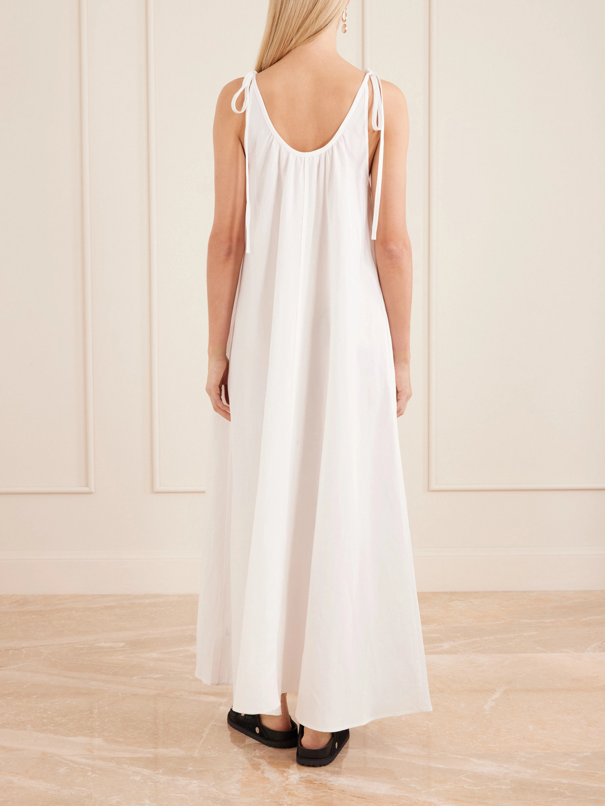 Anine Bing Flora Gathered Lyocell And Linen-blend Maxi Dress In White