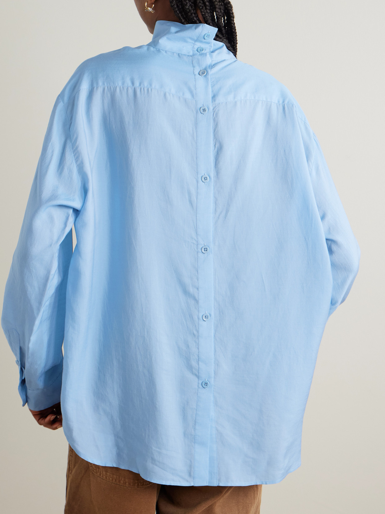 Lyocell And Silk-Blend Turtleneck Blouse