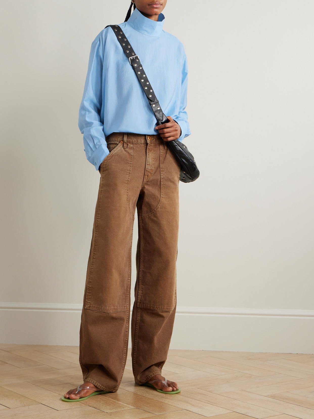 Lyocell And Silk-Blend Turtleneck Blouse