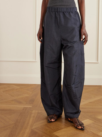 Tibi Winslow crinkled-shell barrel-leg pants