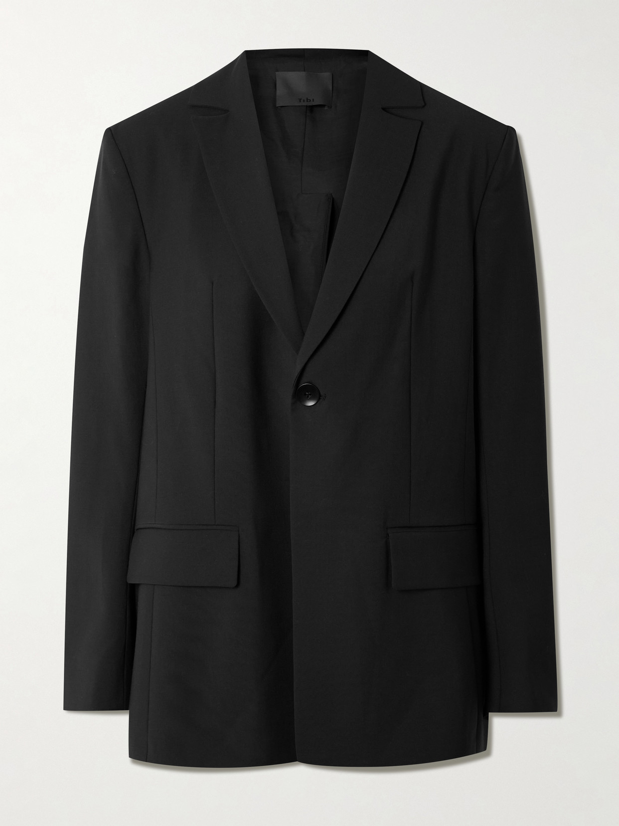 Tibi Woven Blazer In Black