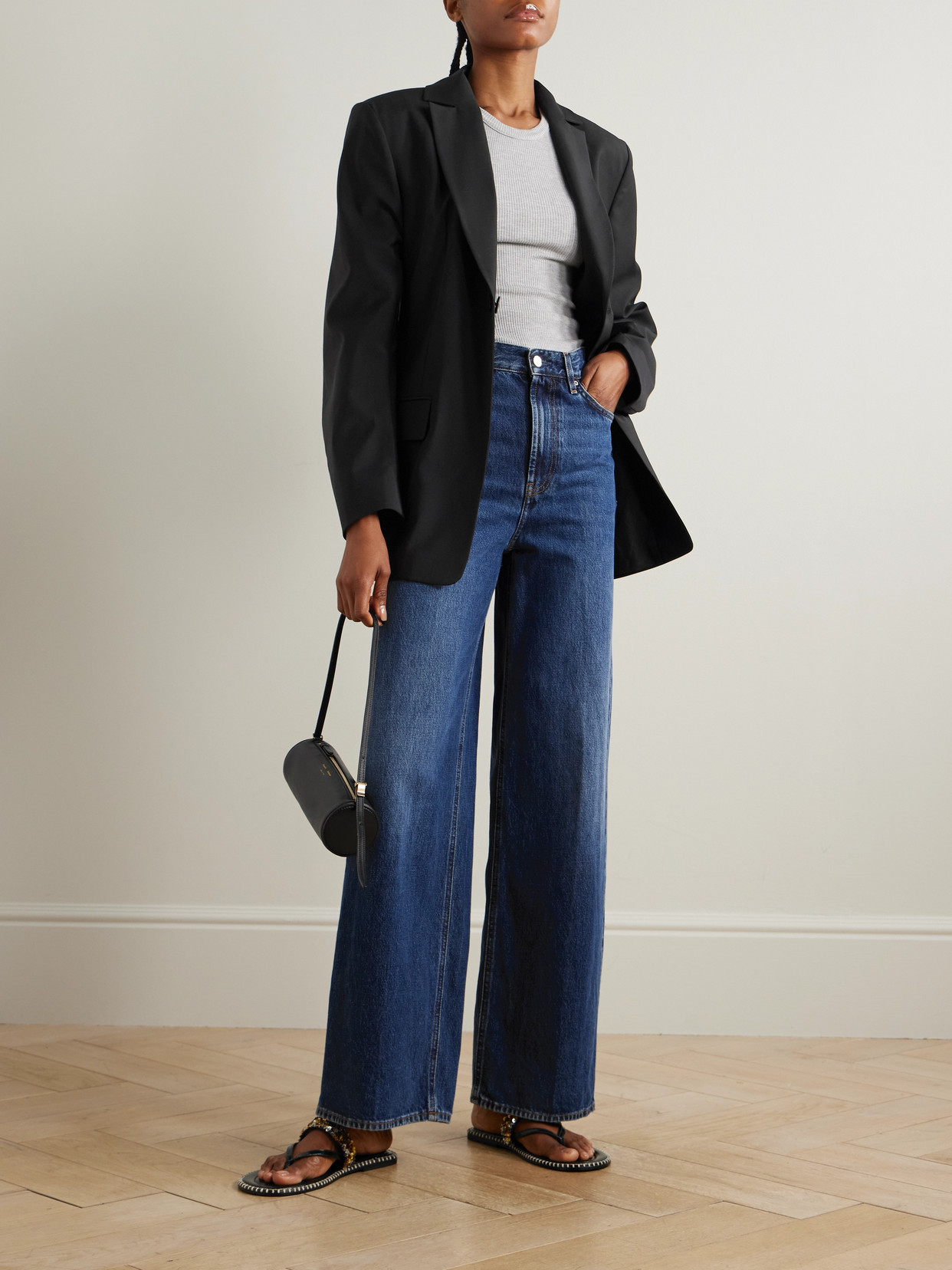 Tibi Woven Blazer In Black