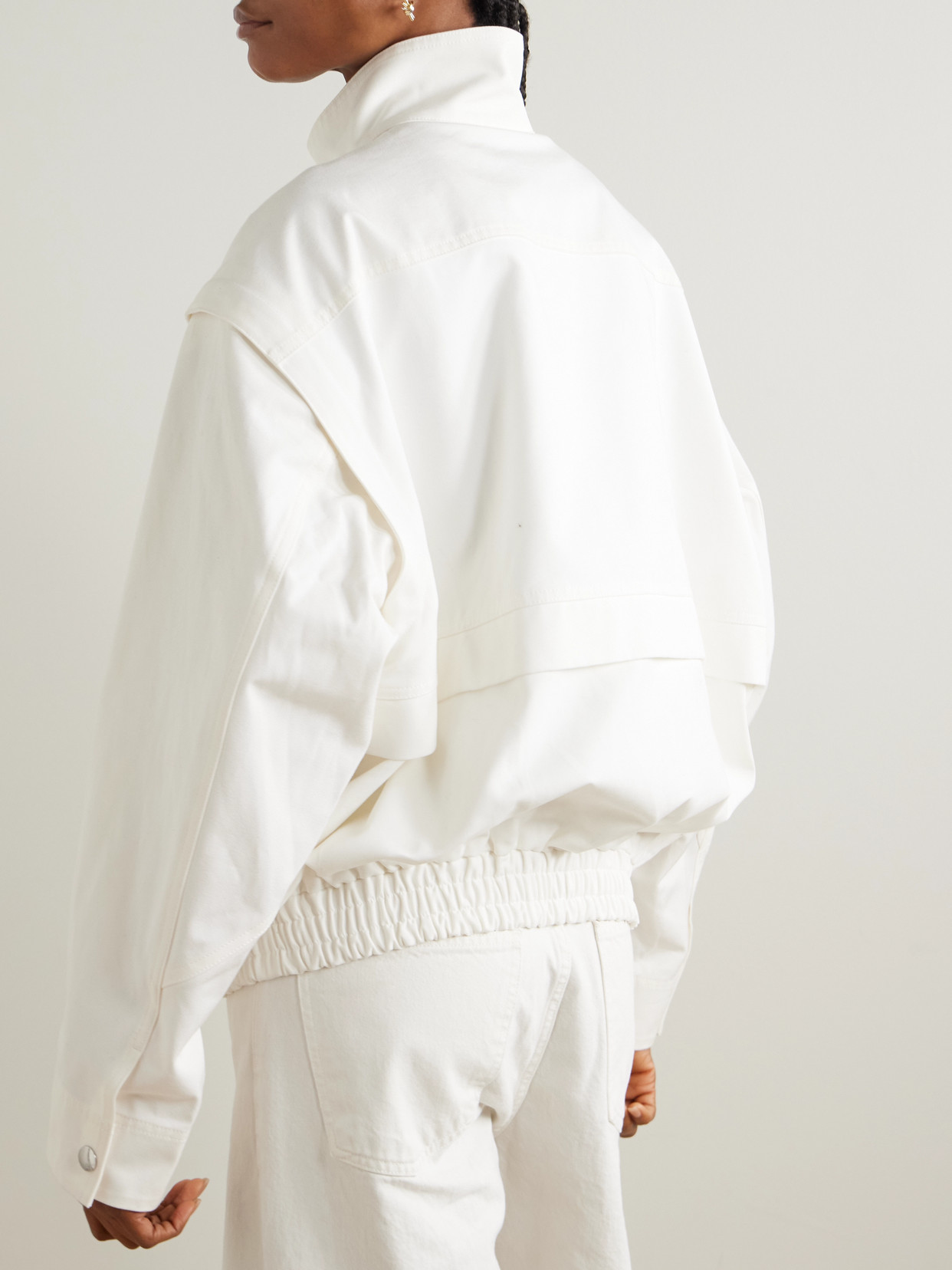 Tibi Patchwork Twill Slicker Jacket White In White