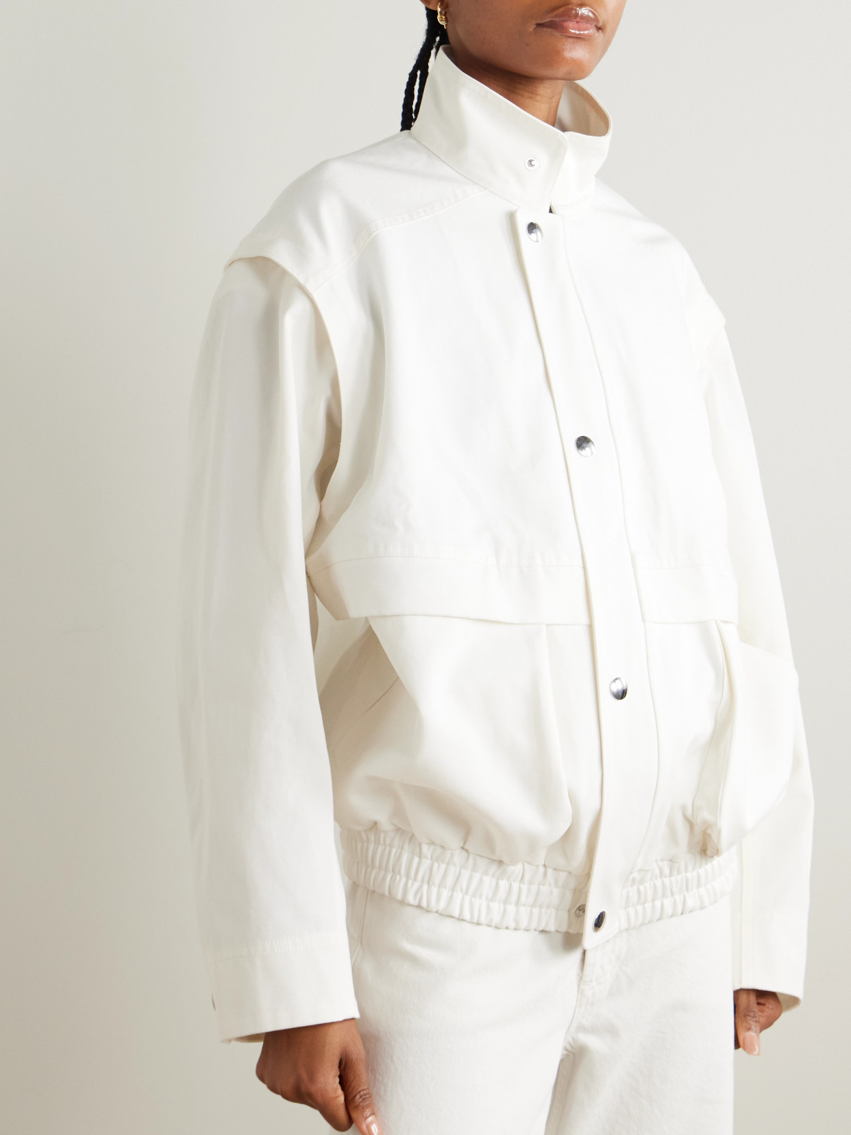 Tibi Patchwork Twill Slicker Jacket White In White