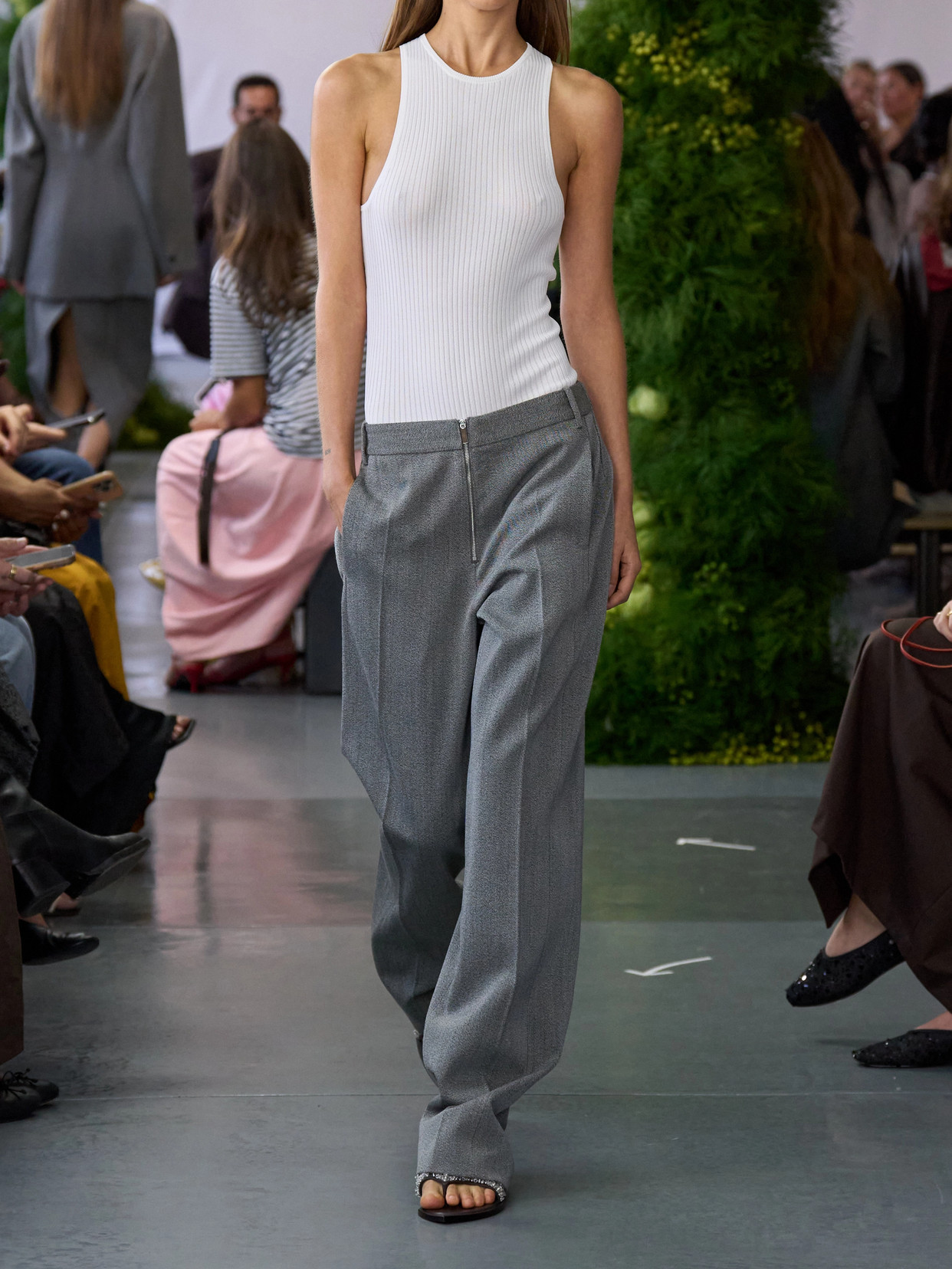 Tibi Wool Straight-leg Pants In Gray