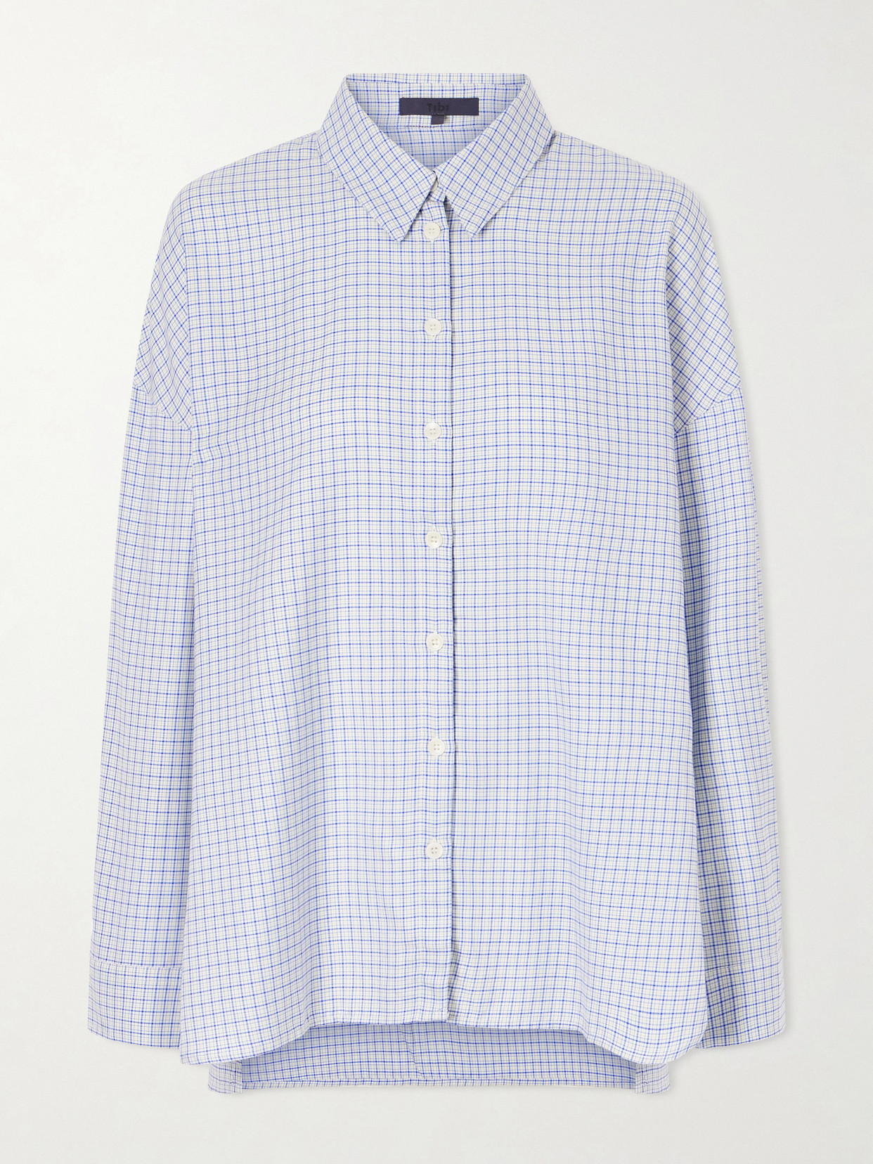 Tibi Checked Lyocell And Cotton-blend Shirt In Blue