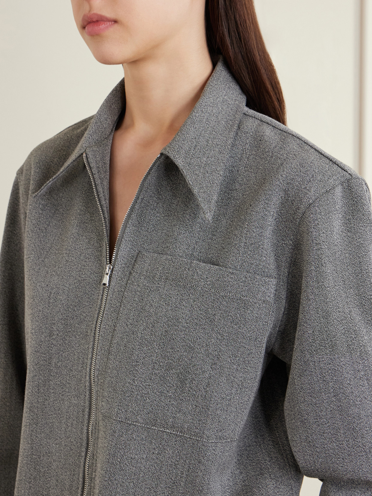Mélange Virgin Wool Zip-Up Jacket