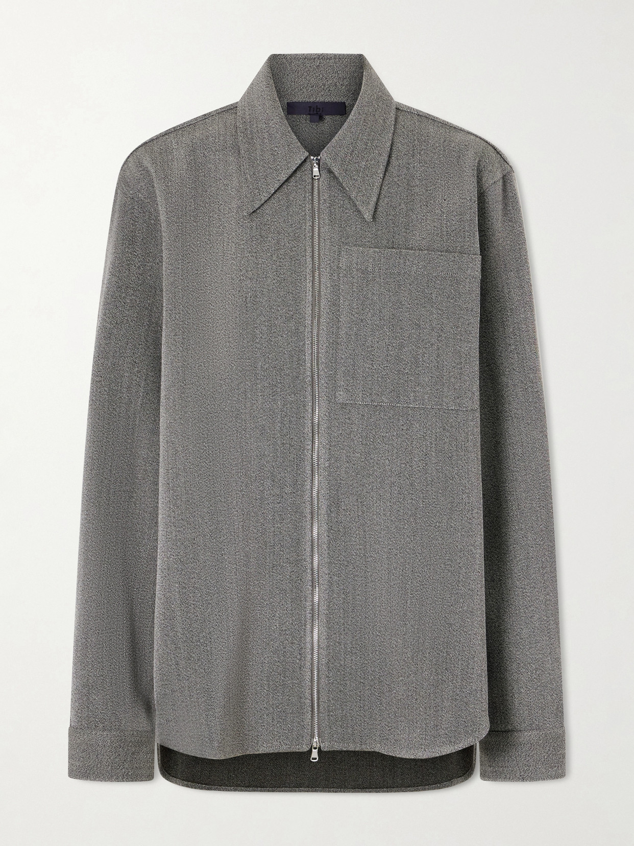 Tibi Mélange Virgin Wool Zip-up Jacket In Gray