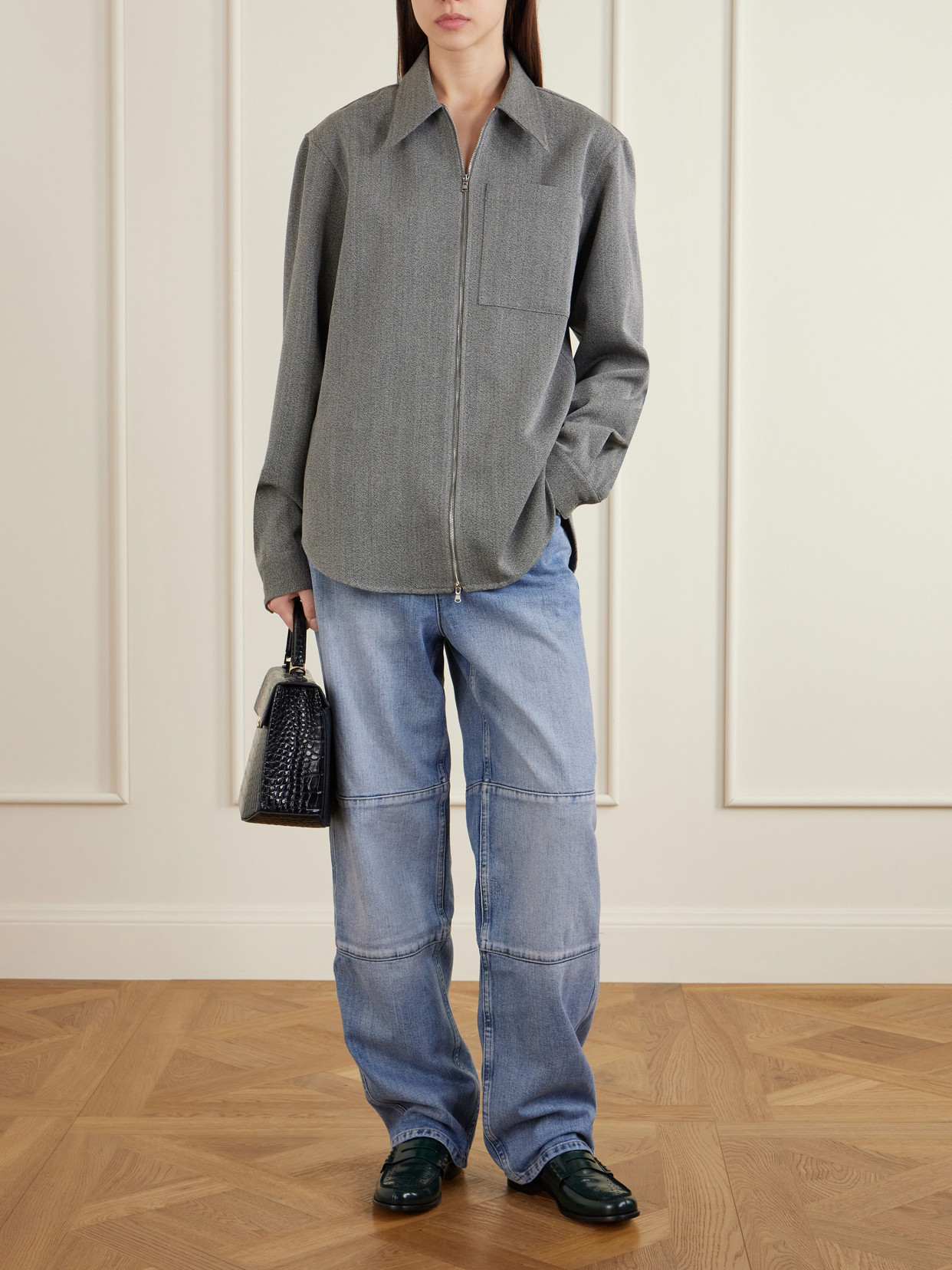 Mélange Virgin Wool Zip-Up Jacket