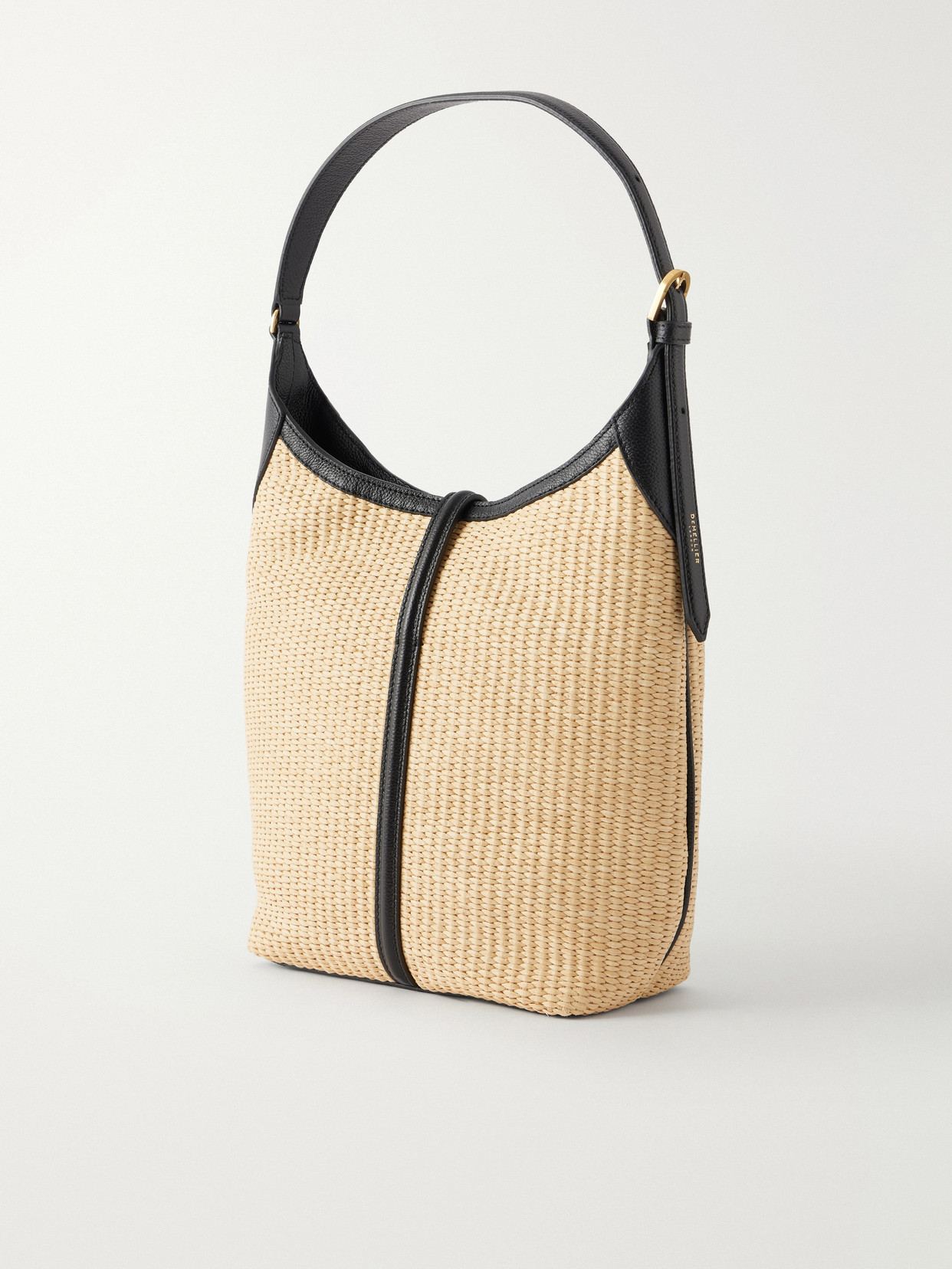 The Siena Leather-Trimmed Raffia Shoulder Bag