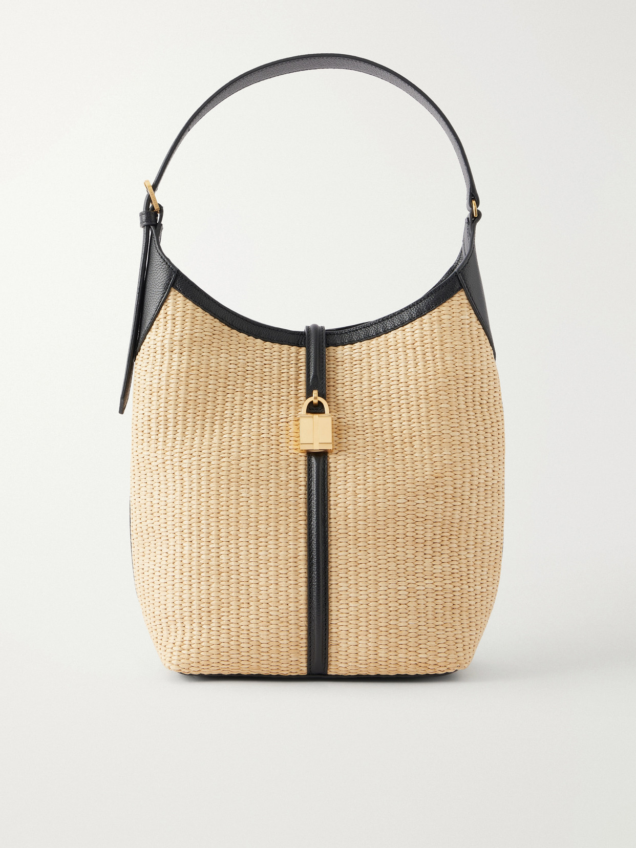 Demellier The Siena Leather-trimmed Raffia Shoulder Bag In Neutral