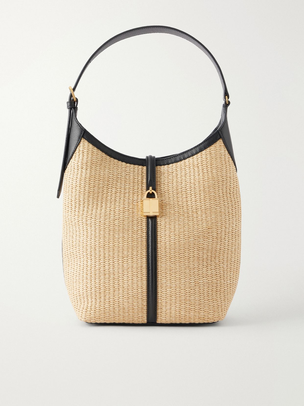 The Siena leather-trimmed raffia shoulder bag
