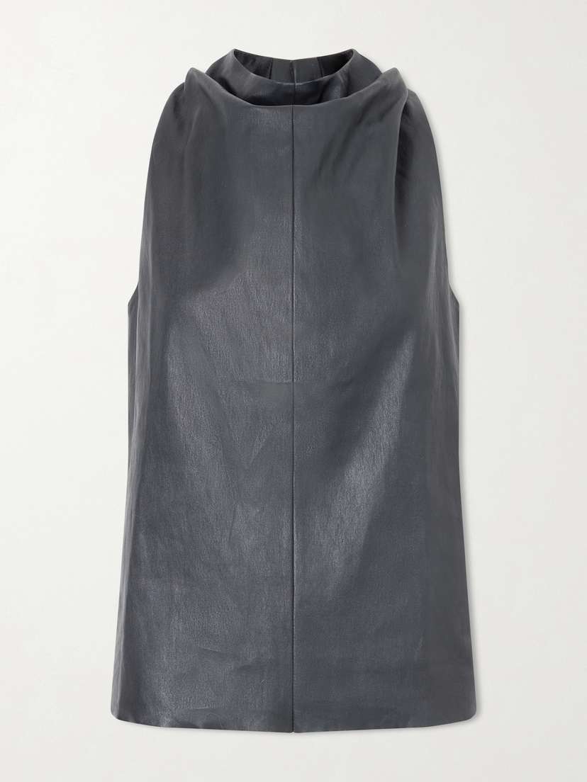 STOULS Aurea Draped Leather Halterneck Top