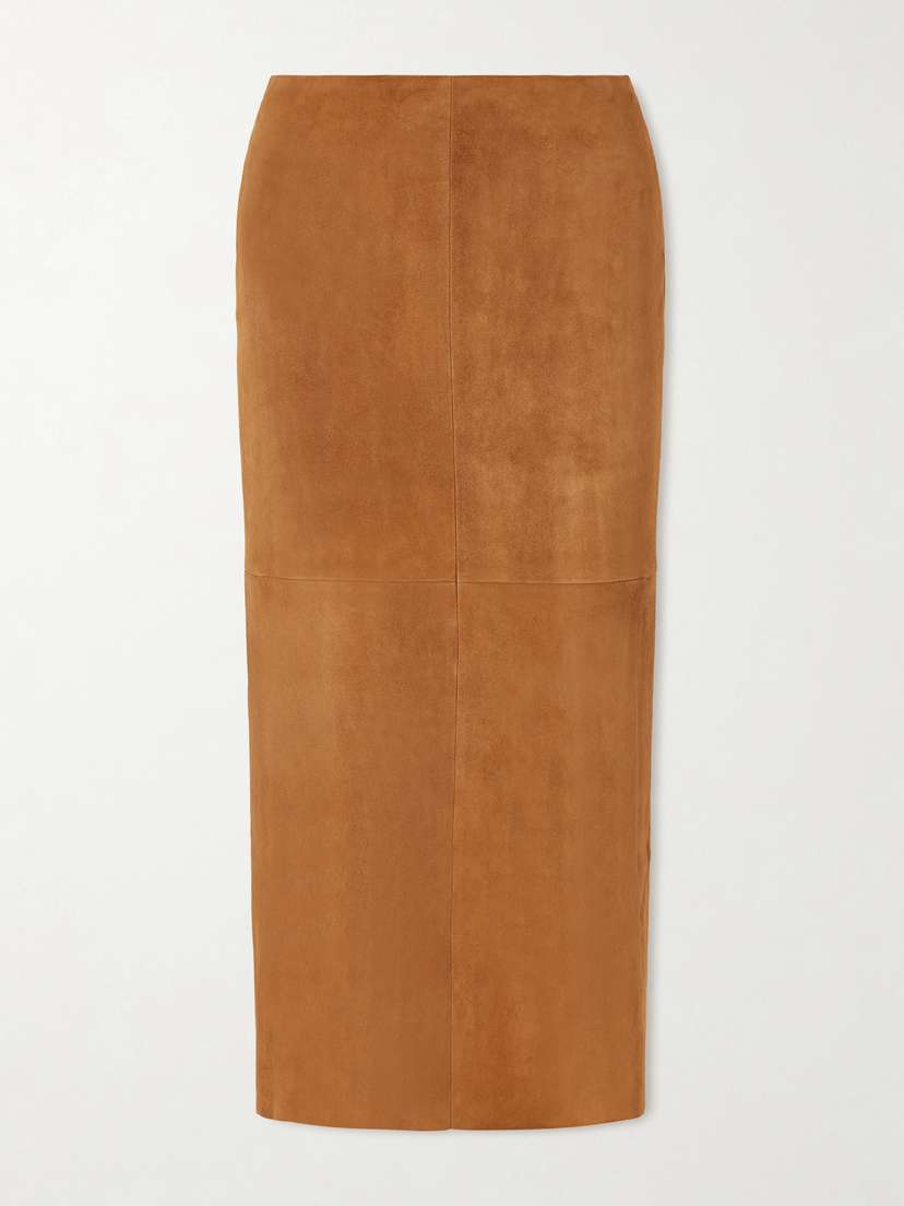 STOULS Winona Paneled Suede Midi Skirt