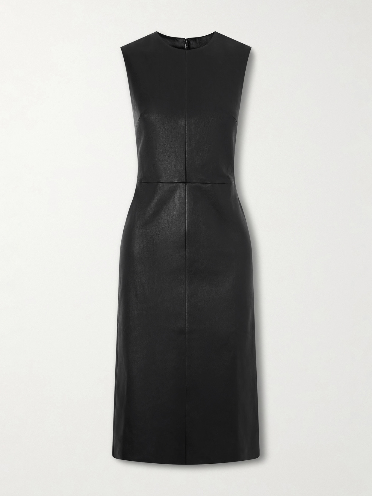 Stouls Eva Paneled Leather Midi Dress In Black
