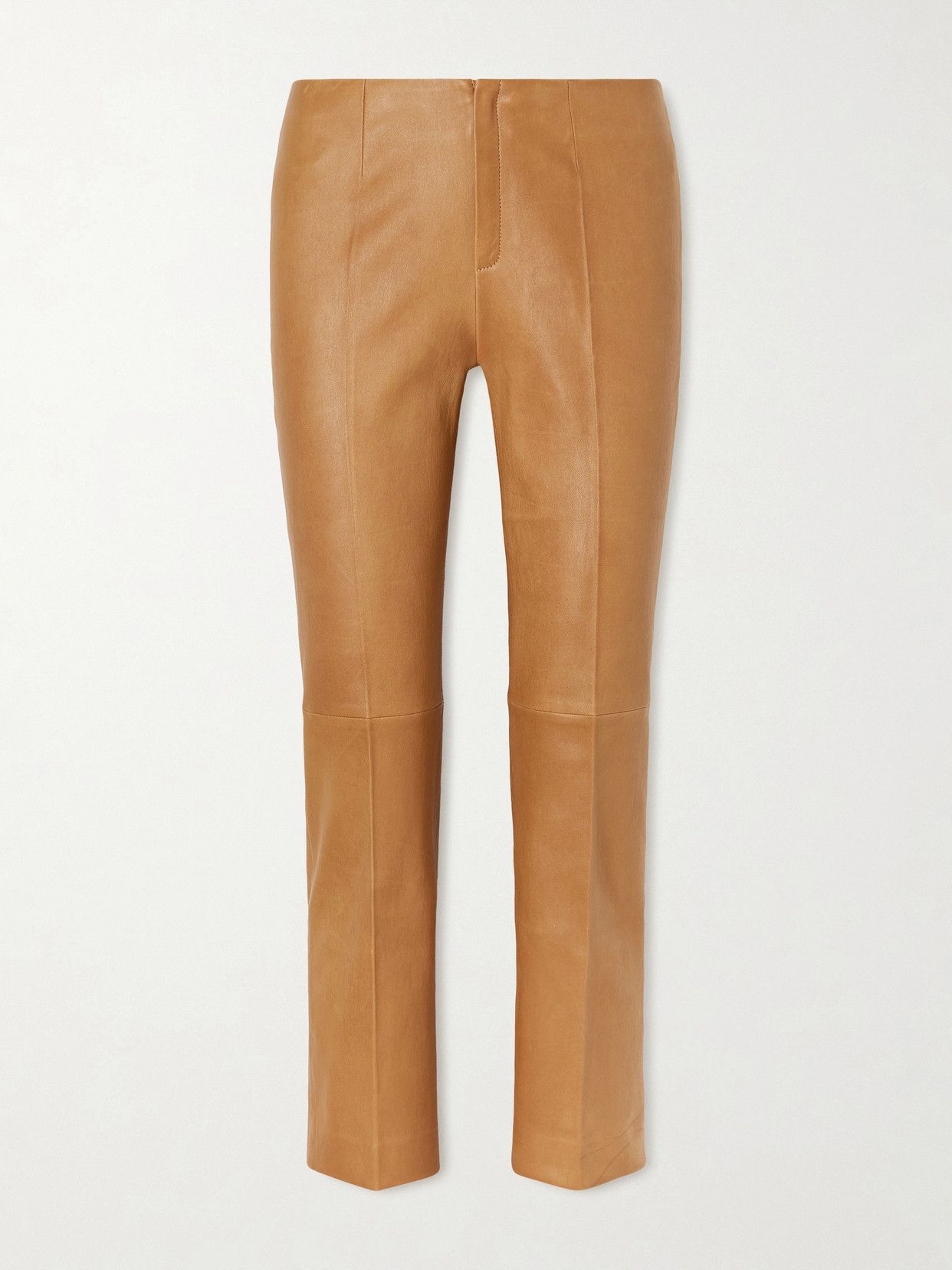 Stouls Georgette Leather Slim-fit Pants In Brown