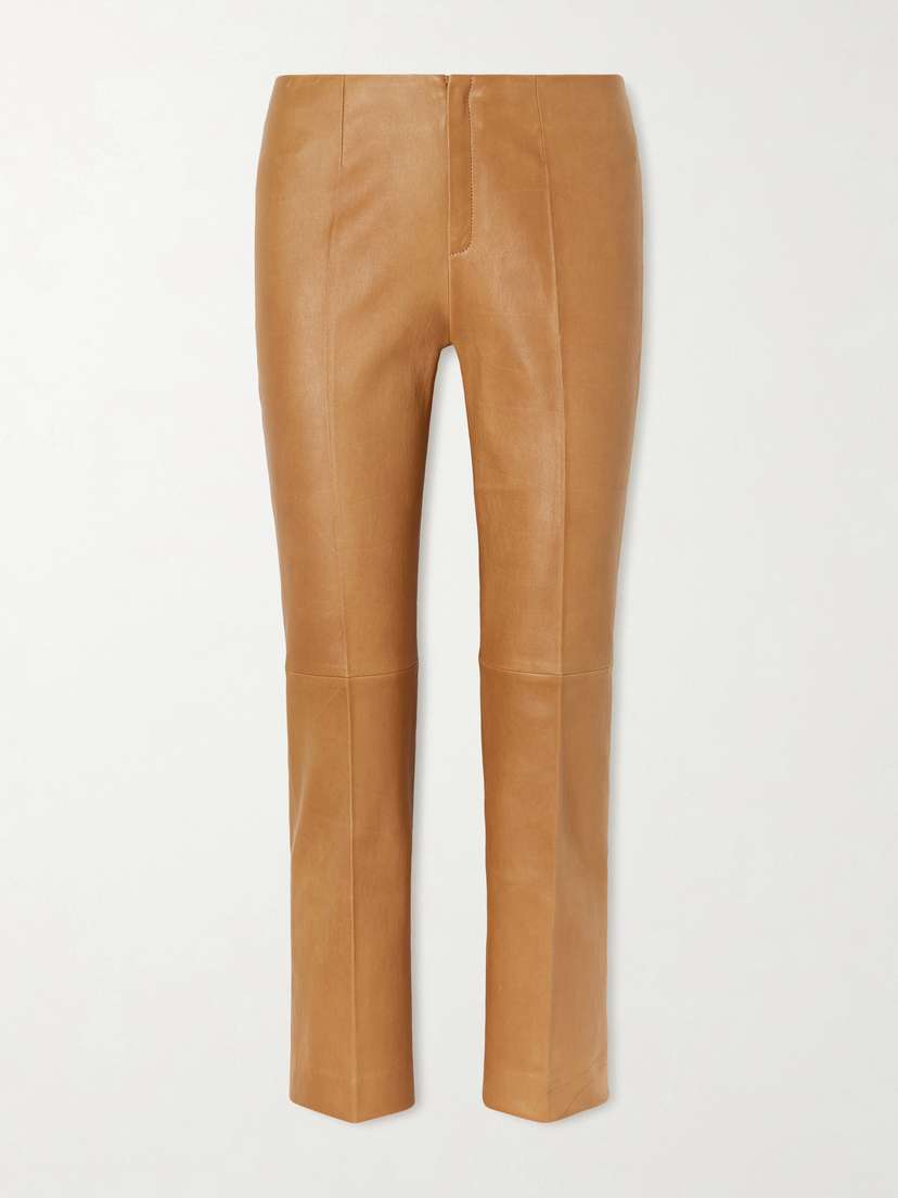 STOULS Georgette Leather Slim-fit Pants