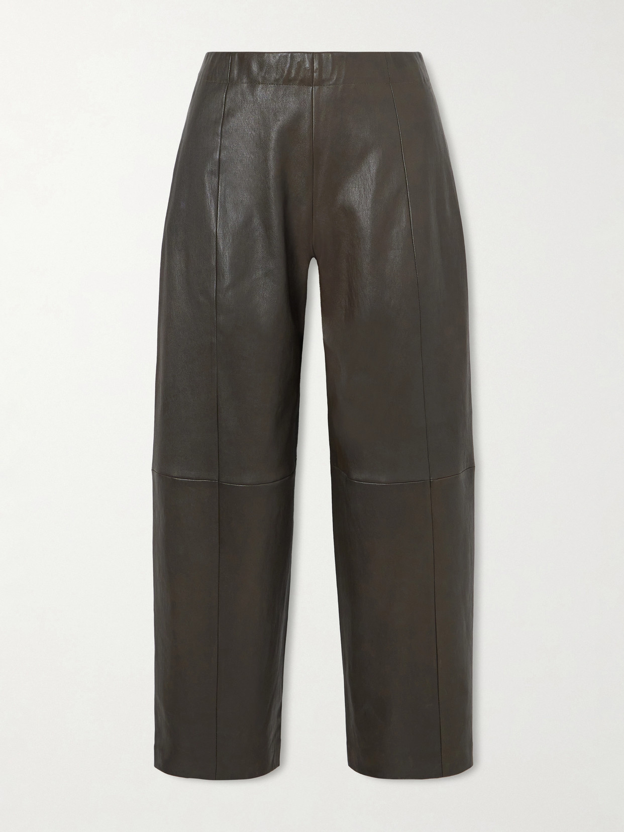 Stouls Bugsy Paneled Leather Tapered Pants In Brown