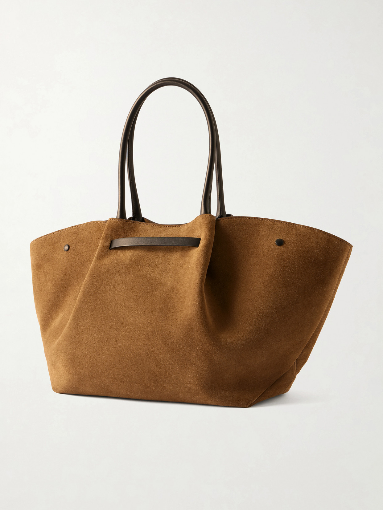 The New York Large Leather-Trimmed Suede Tote