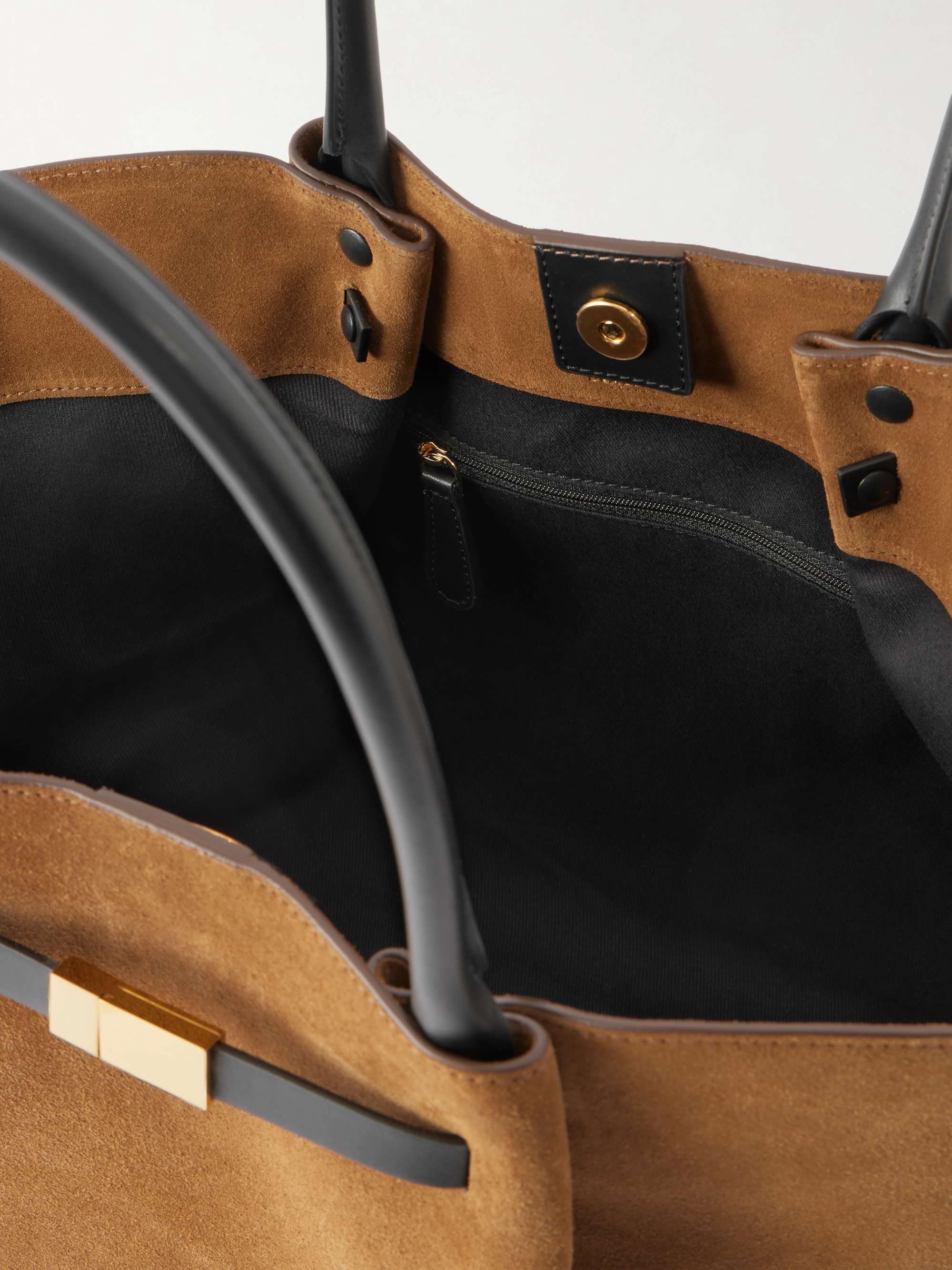 DEMELLIER The New York large leather-trimmed suede tote | NET-A-PORTER