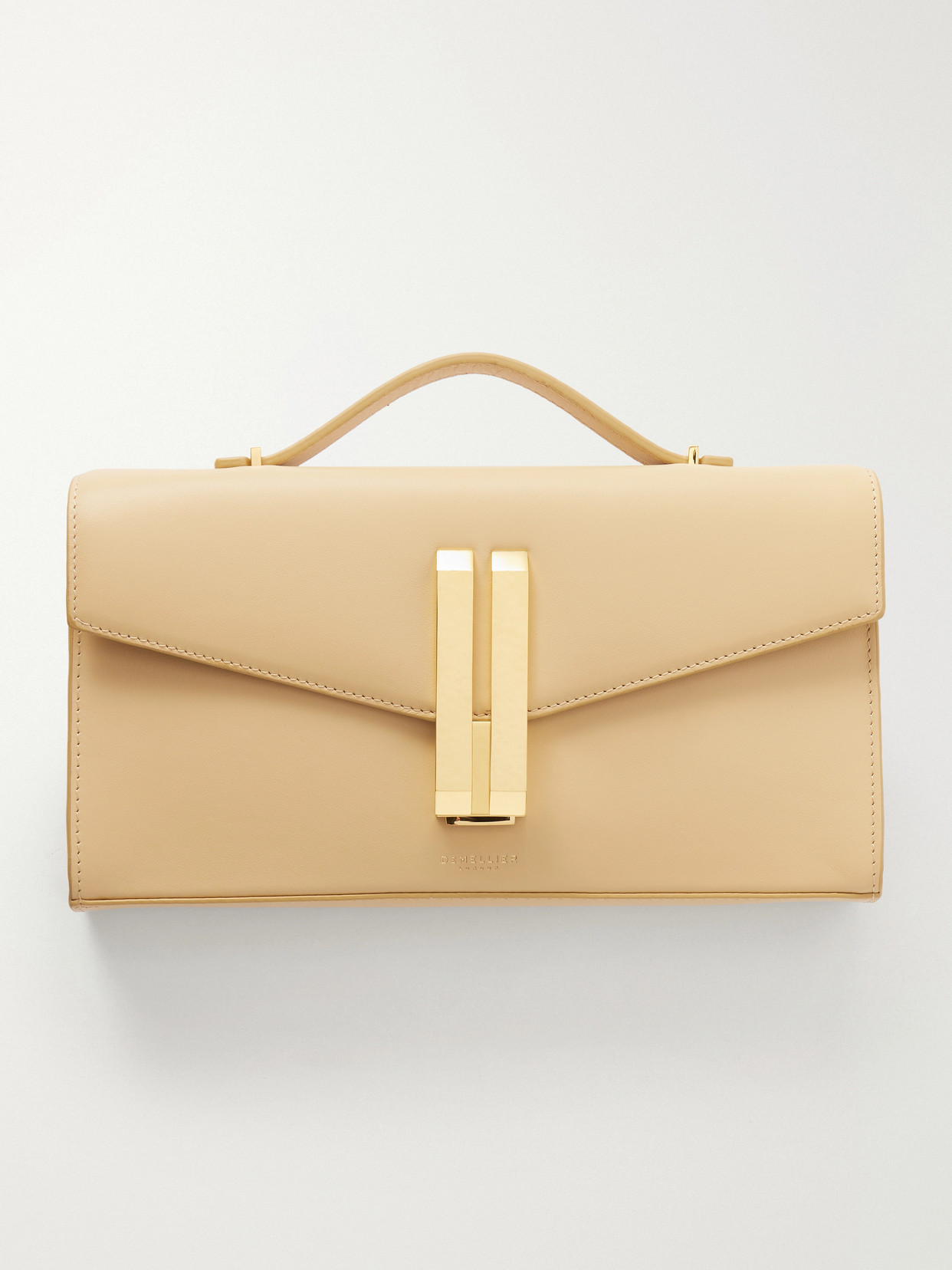 Demellier The Vancouver Leather Clutch In Neutral