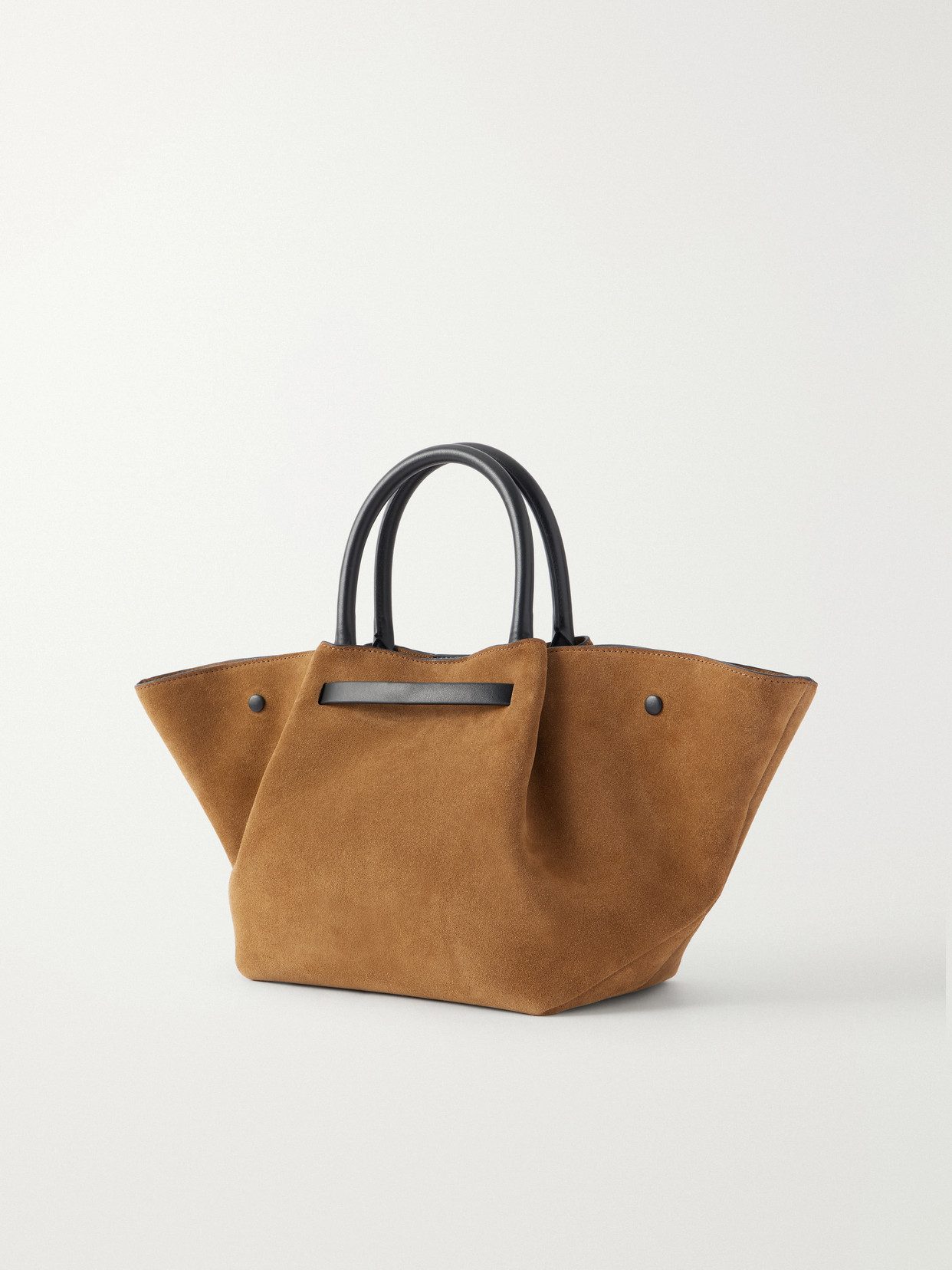The New York Midi Leather-Trimmed Suede Tote