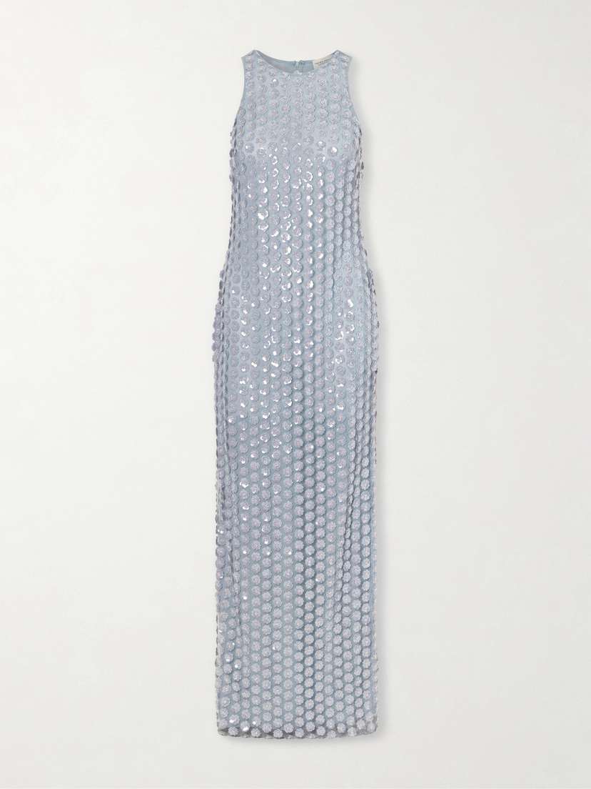 The New Arrivals Ilkyaz Ozel Bixi Floral-embellished Mesh Gown