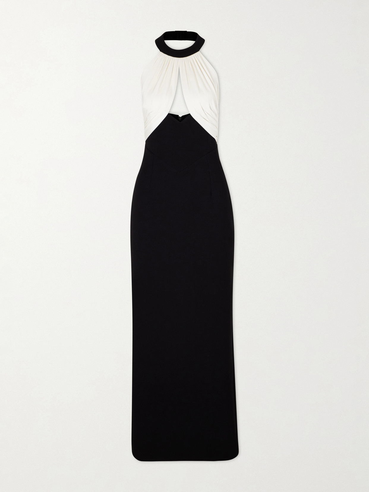 The New Arrivals Ilkyaz Ozel Halterneck Two-tone Gown In Black