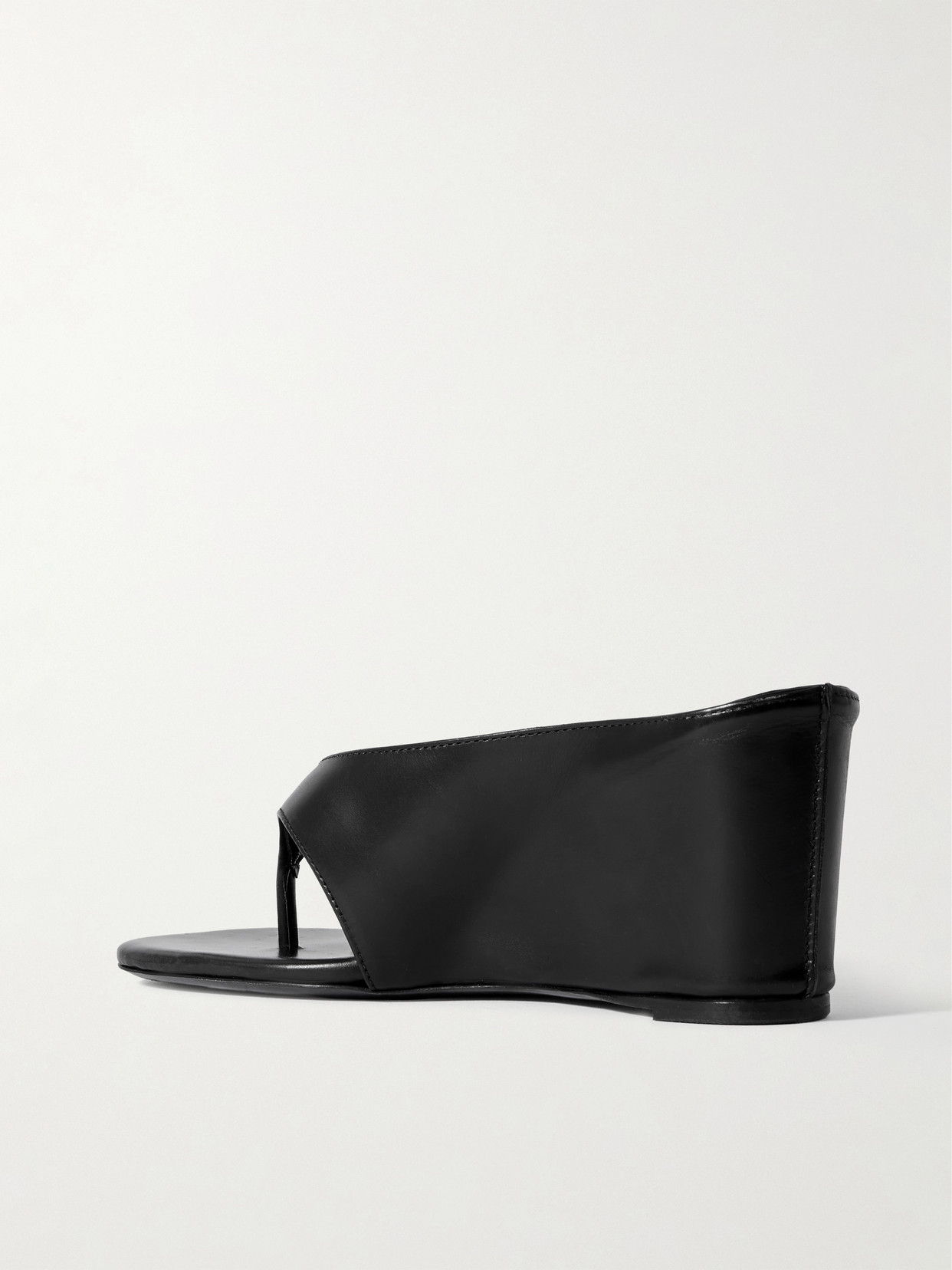 Jude Yaga Leather Wedge Sandals In Black