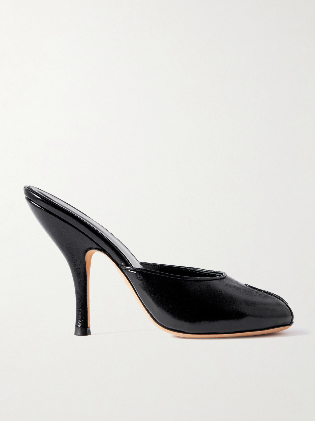 Jude Date Cutout Leather Mules In Black