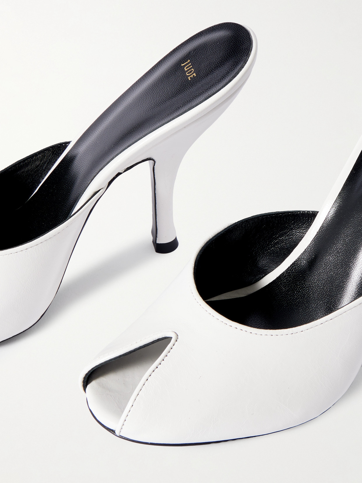 Jude Date 105 Peep-toe Leather Mules In White