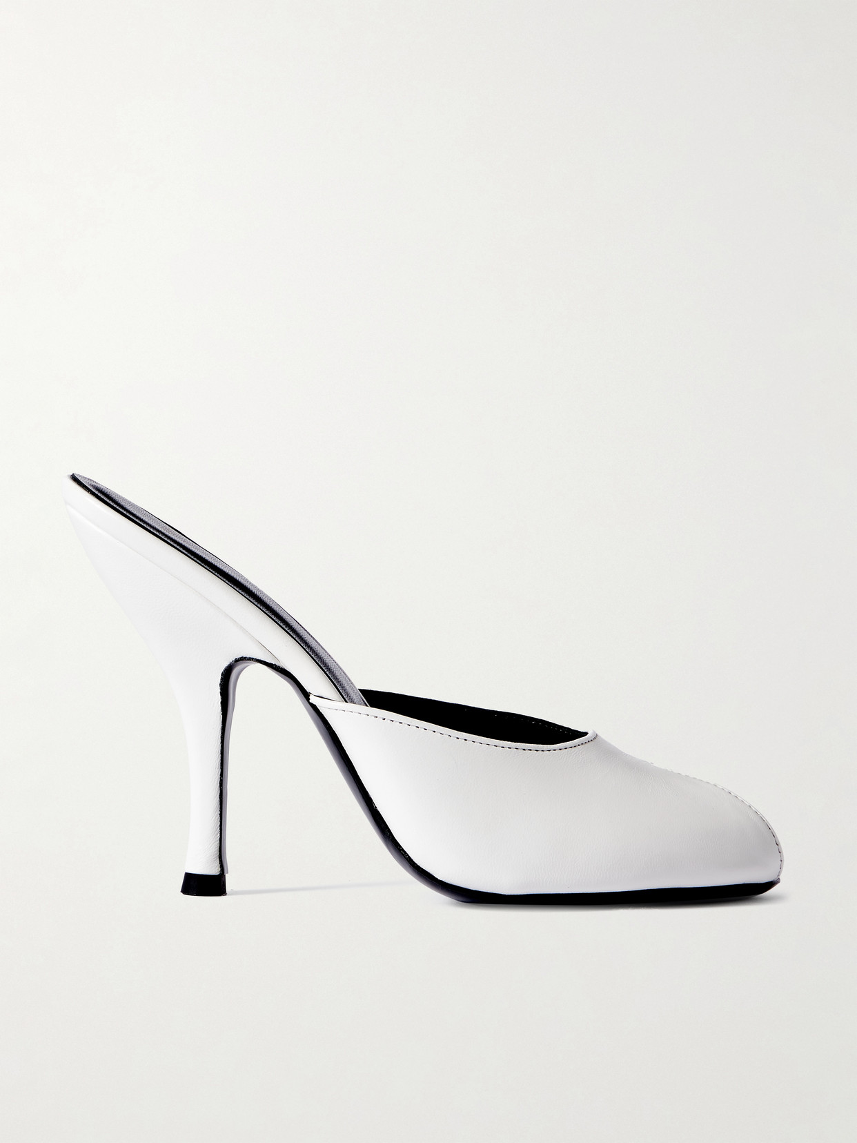 Jude Date Cutout Leather Mules In White