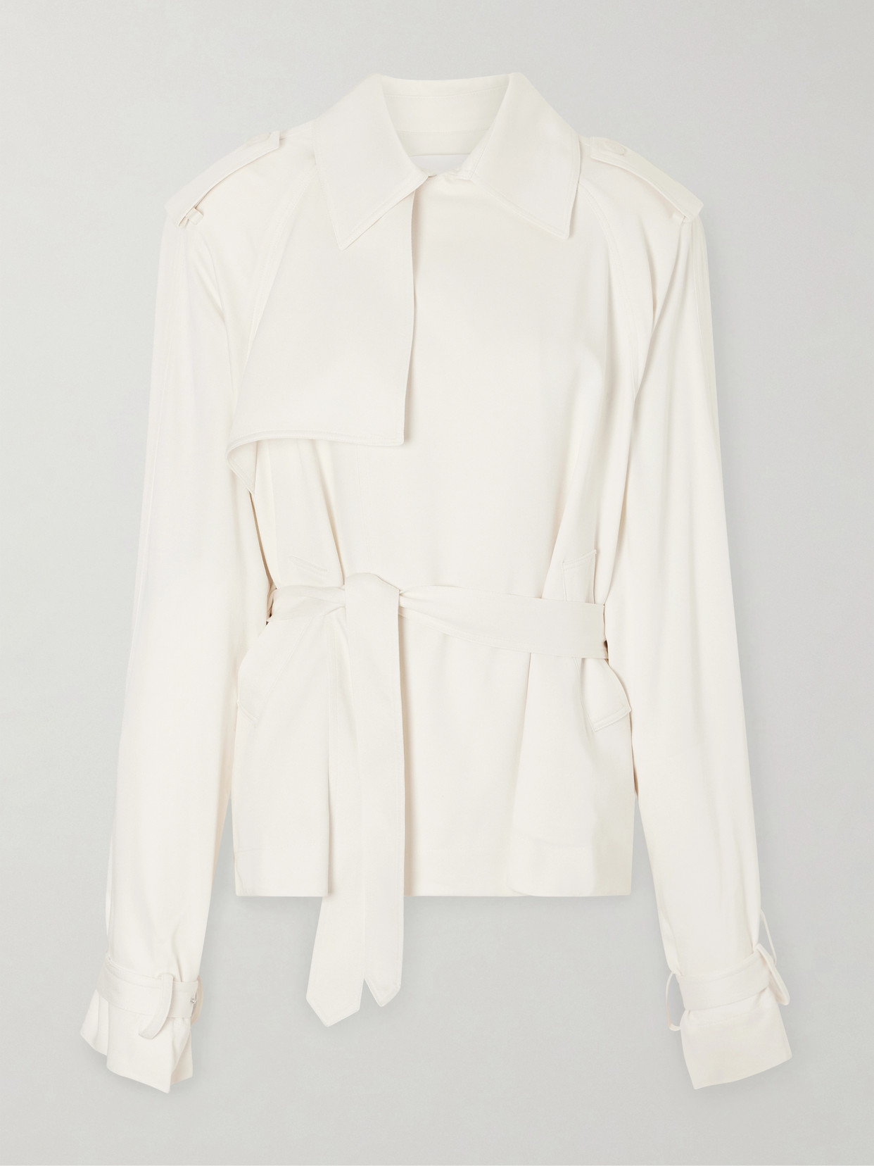 The Frankie Shop Eva Belted Gabardine Trench Coat In Neutral