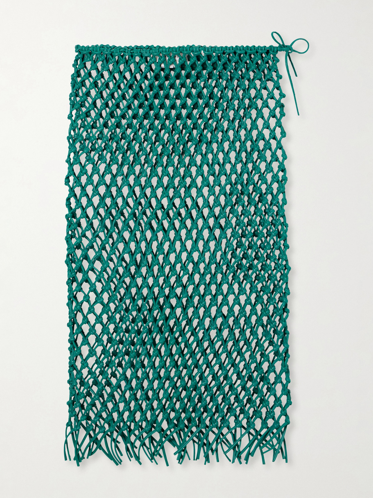 The Frankie Shop Nelaya Leather-macrame Midi Skirt In Green