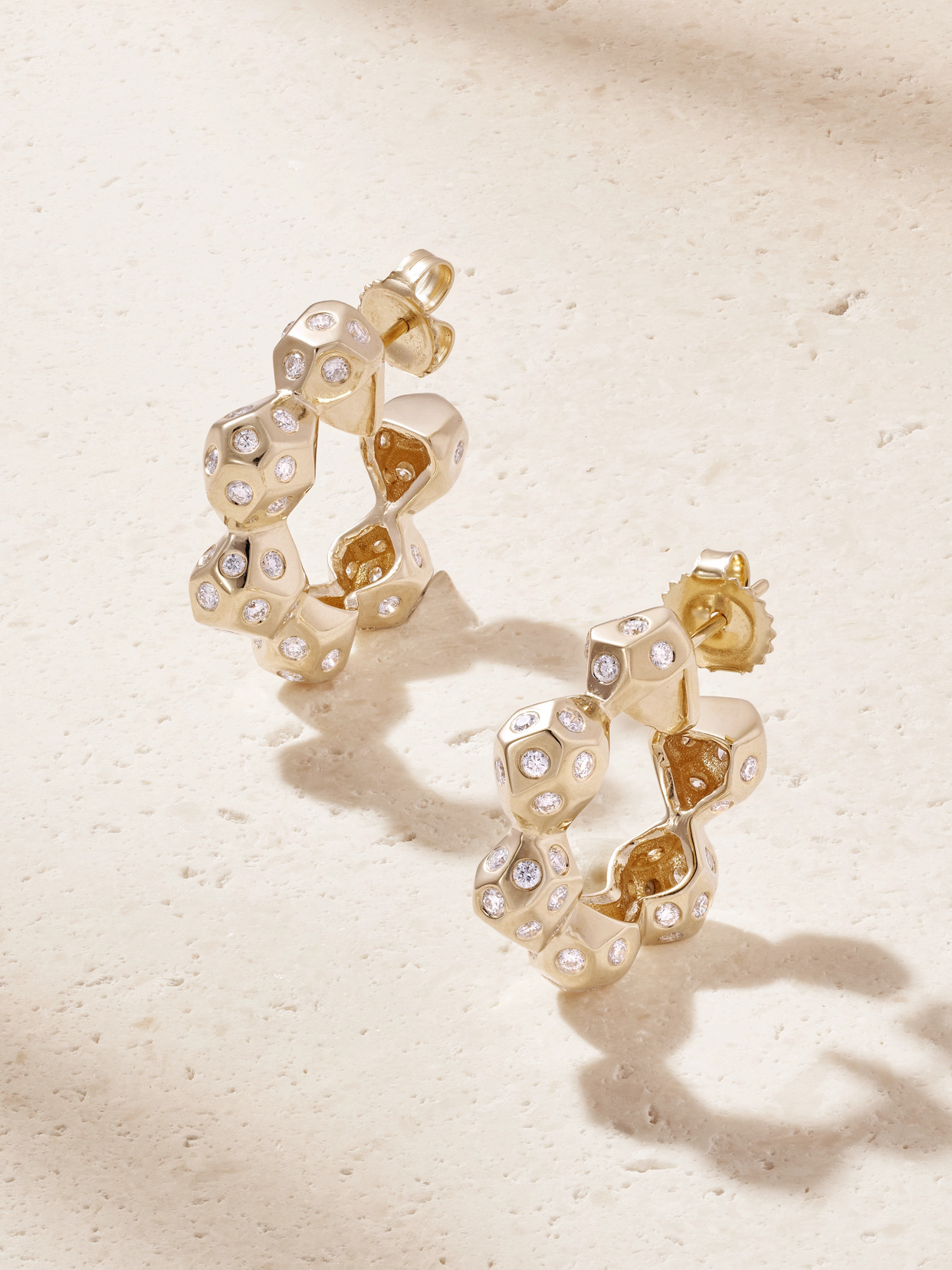 Marlo Laz La Roca 14-karat Gold Diamond Hoop Earrings