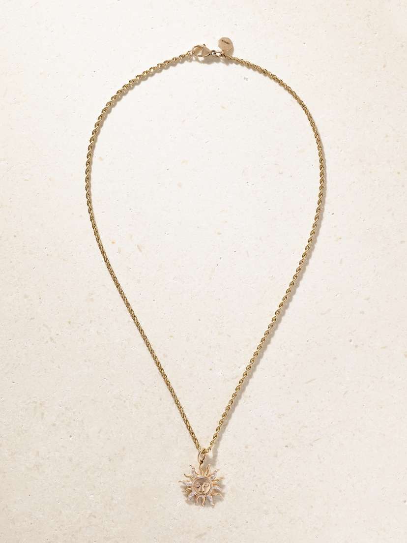Marlo Laz El Sol Small 14-karat Gold Diamond Necklace