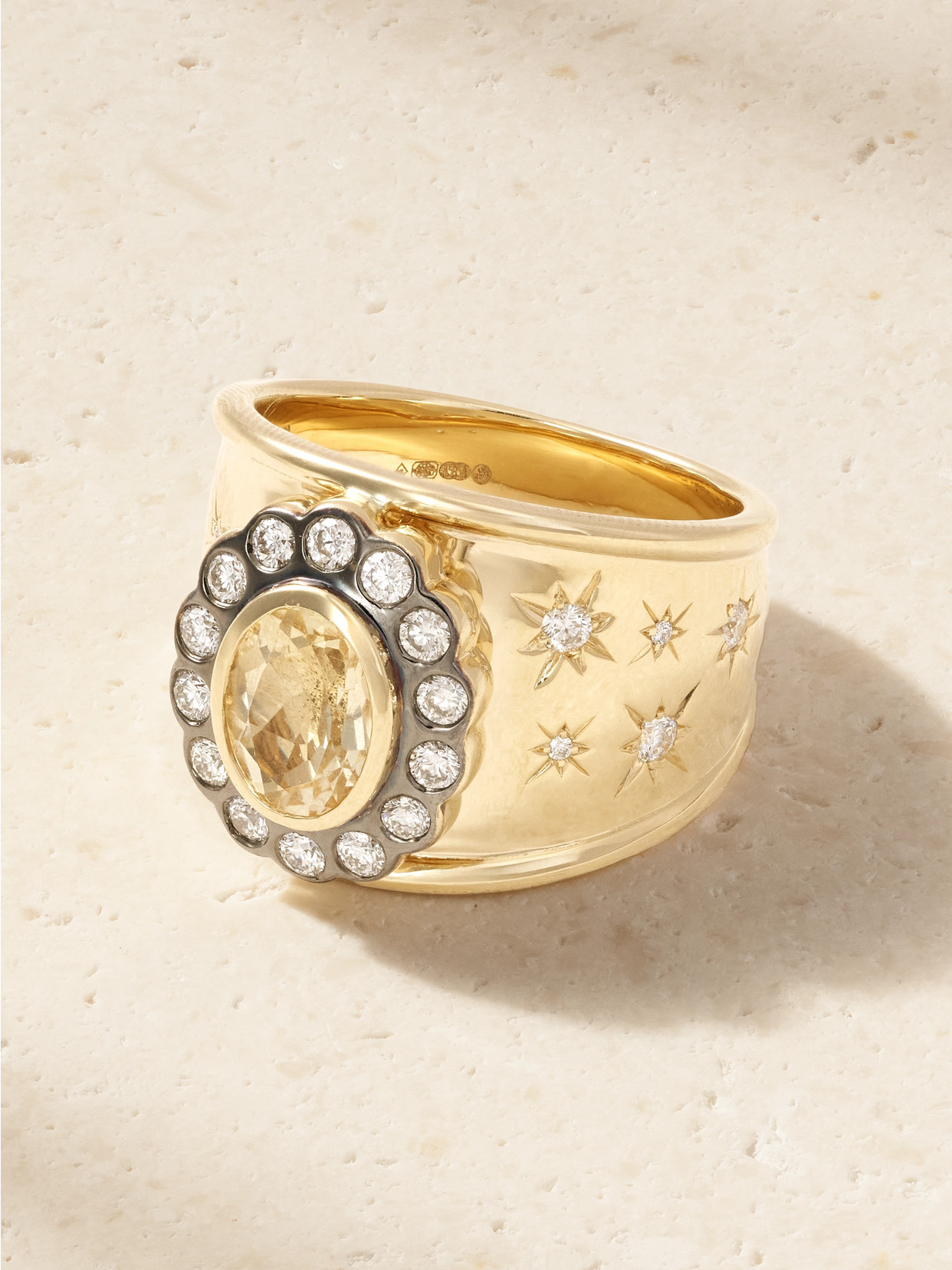 Marlo Laz Lexi Cigar Band 14-karat Gold, Citrine And Diamond Ring
