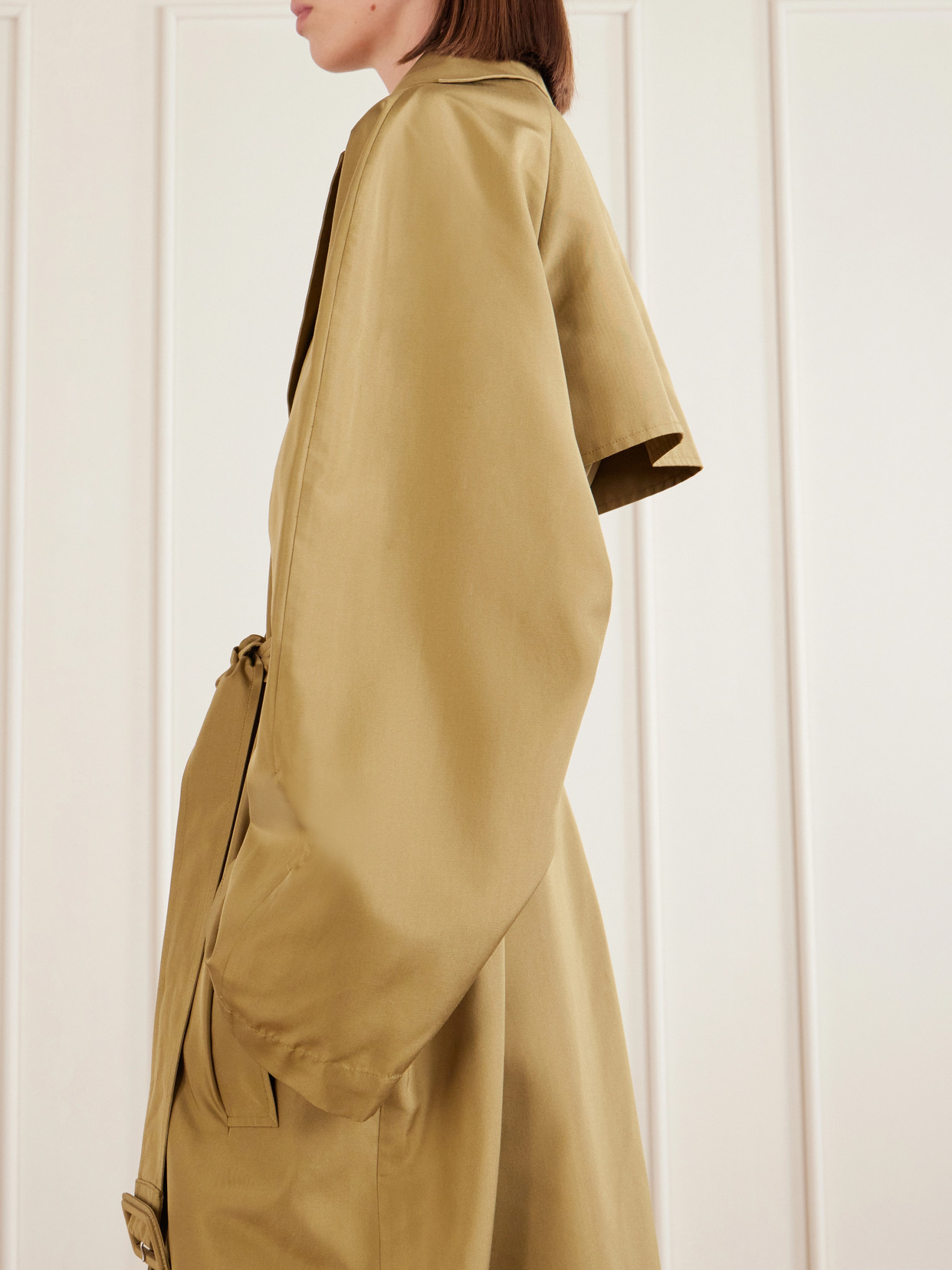 Amapola Belted Silk-Faille Long Coat
