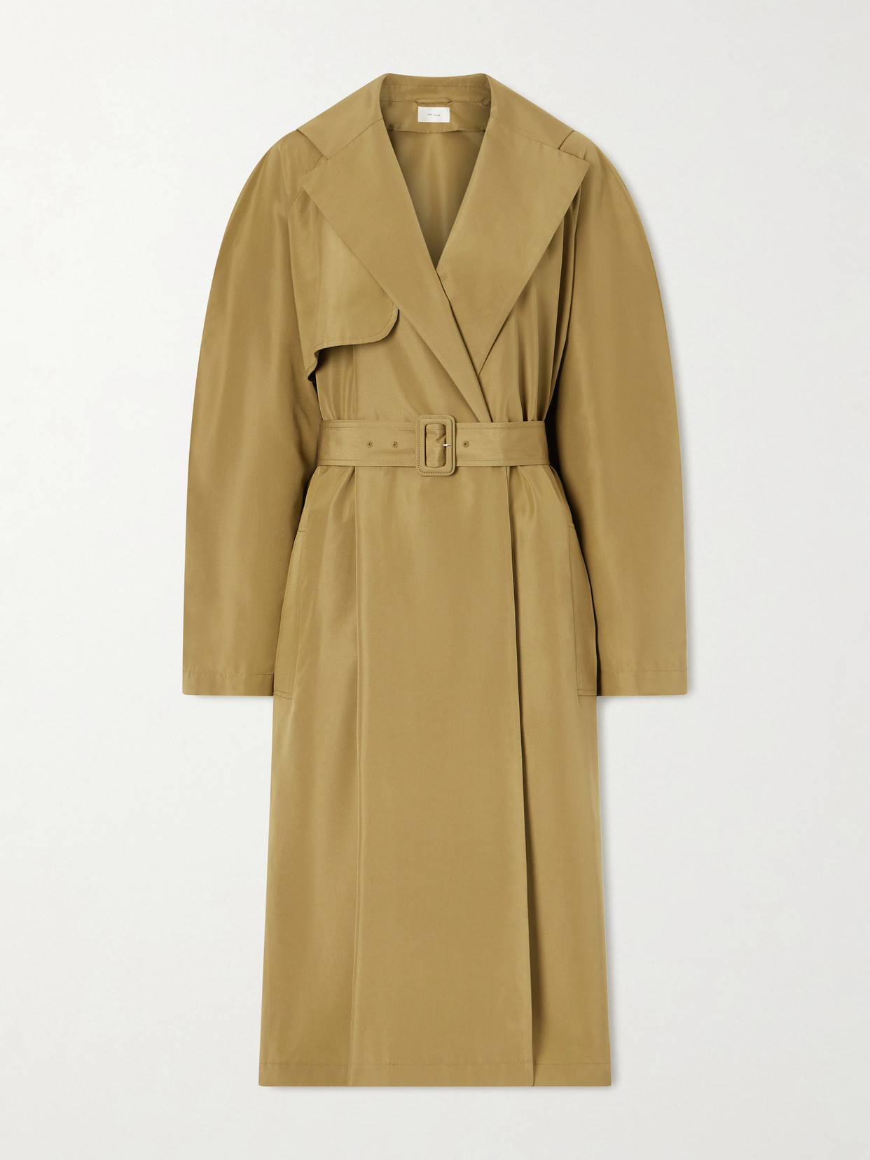 The Row - Amapola Belted Silk-faille Long Coat - Green