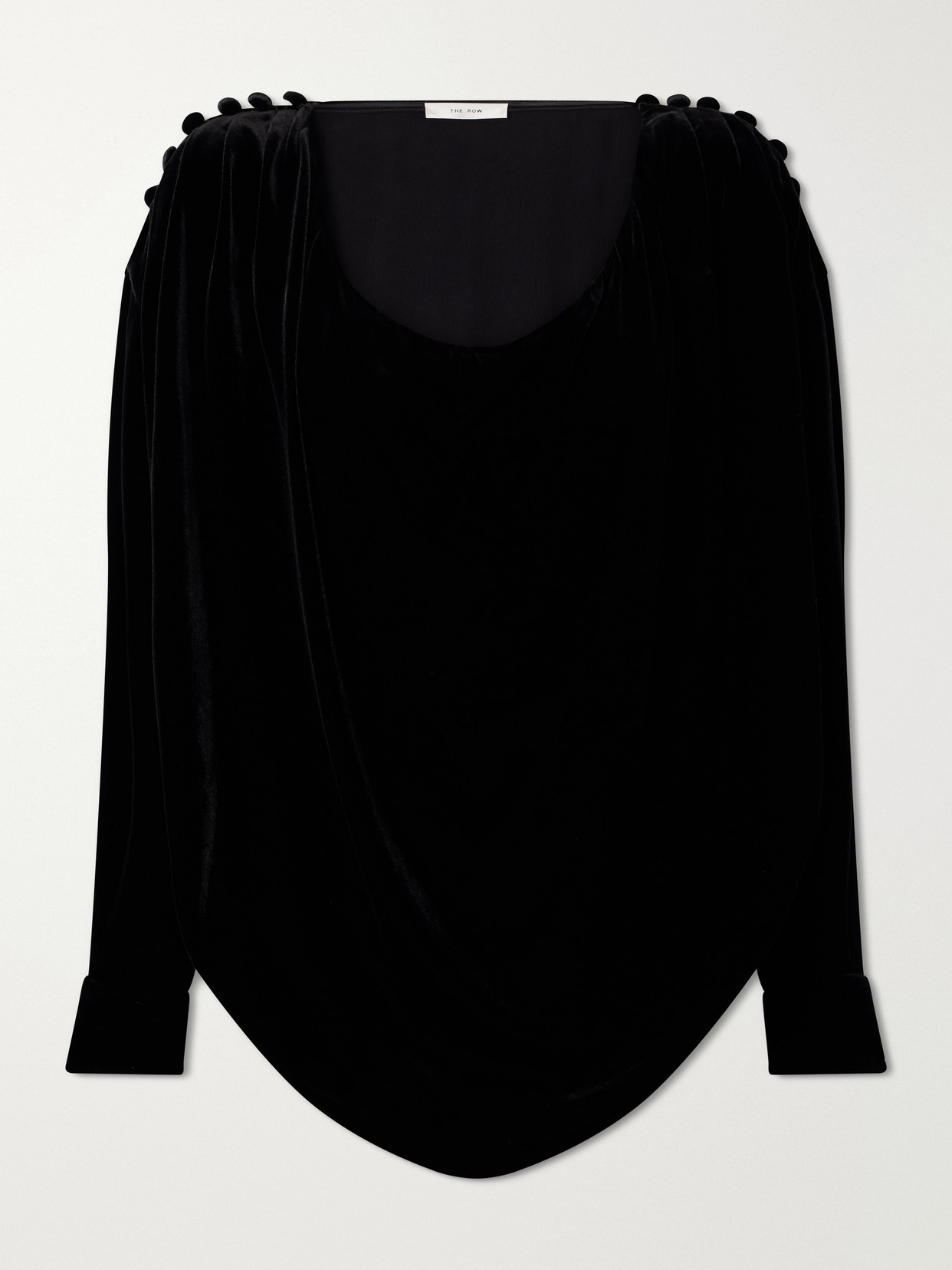 Esteban Ruched Button-Embellished Velvet Top